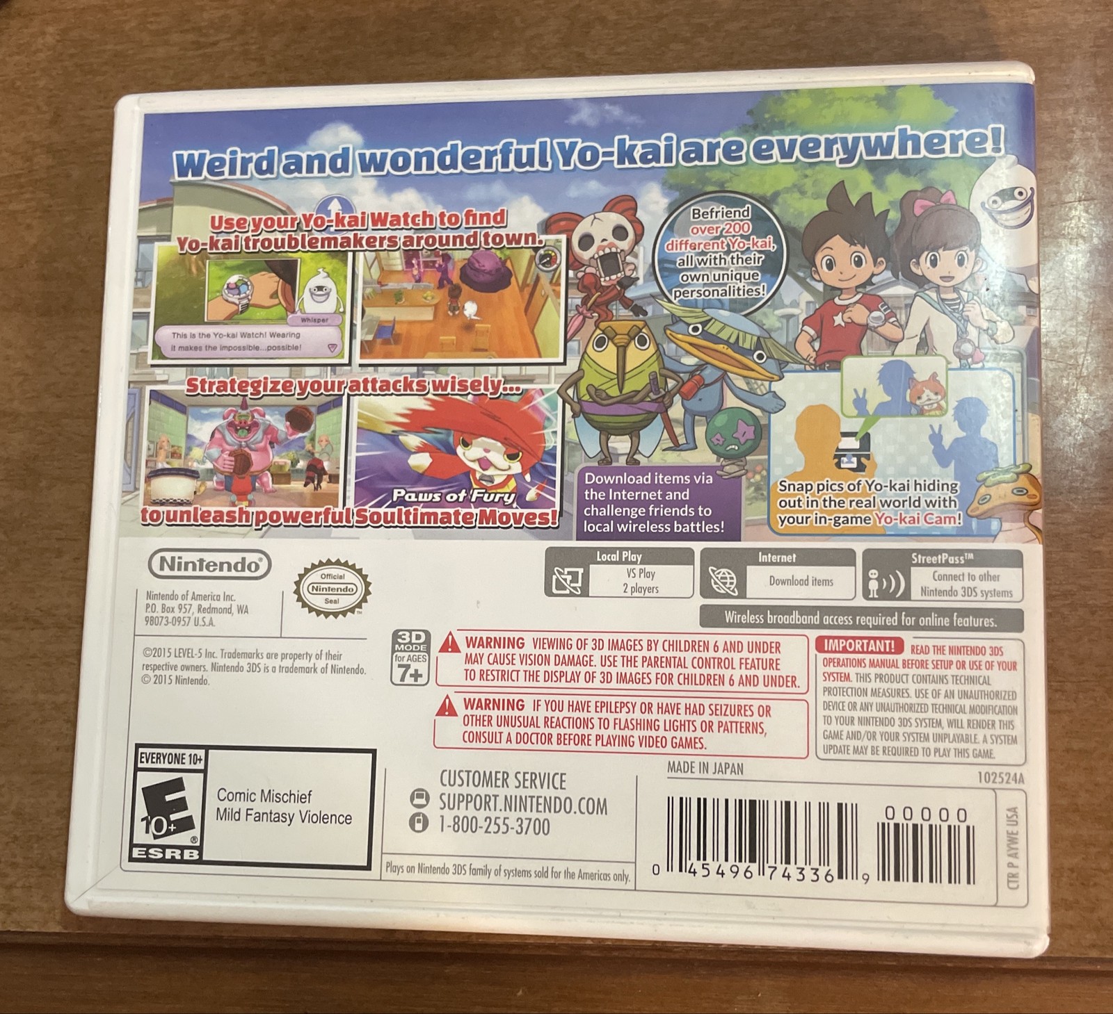 Yo-Kai Watch Nintendo 3DS 2015 Game with Case Included