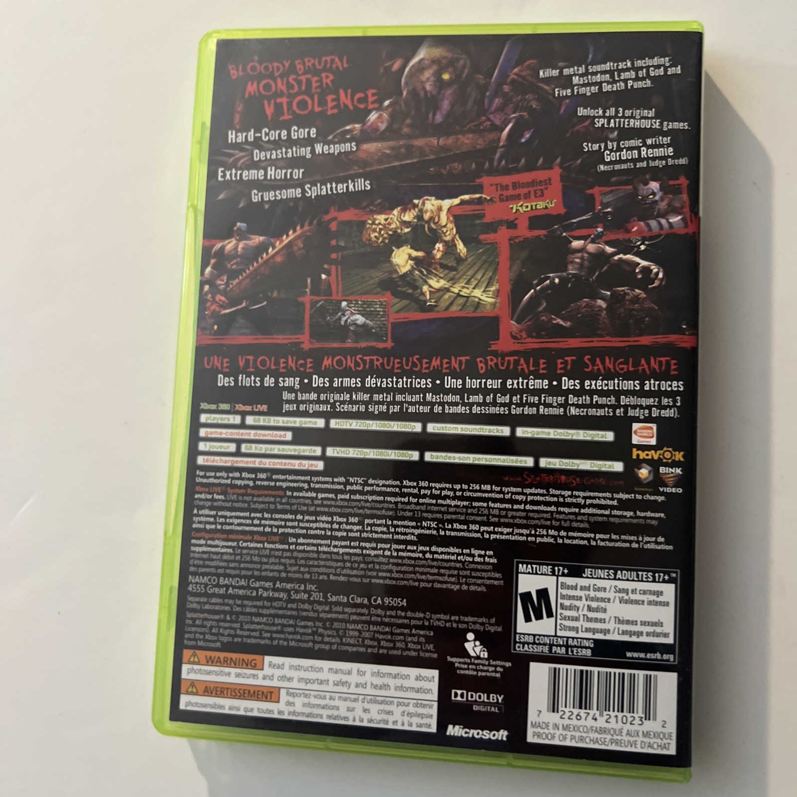 Splatterhouse (Microsoft Xbox 360, 2010) CIB complete