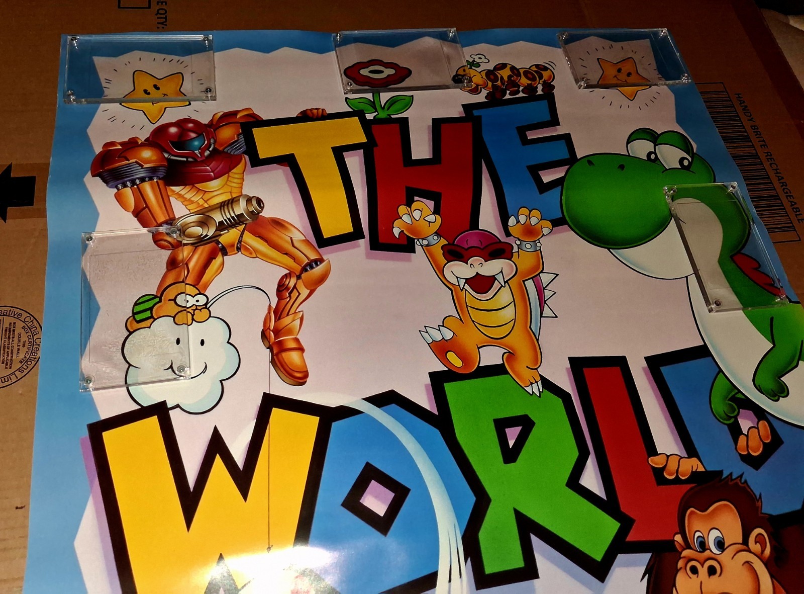 1992 WORLD OF NINTENDO VTG PROMOTIONAL POSTER KELLOGGS CINNAMON MINIBUNS 38″x25″