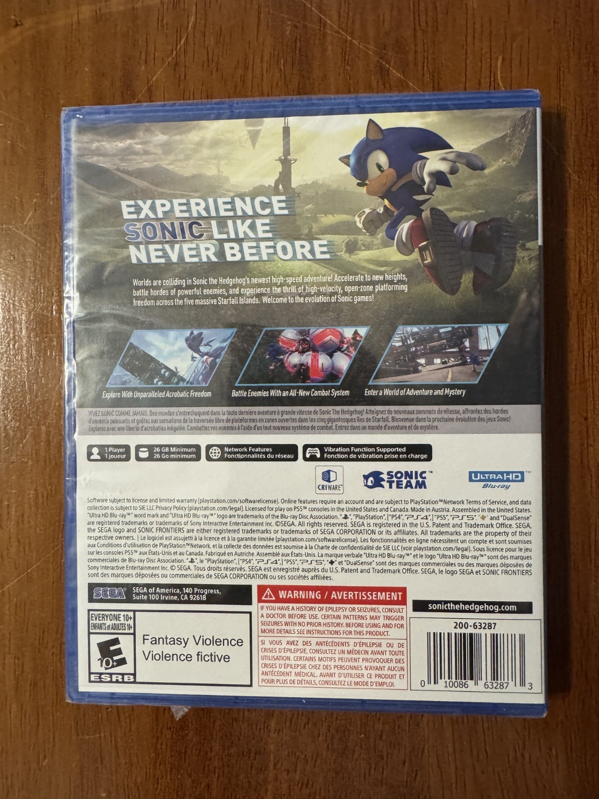 Sonic Frontiers Sony PlayStation 5 PS5 Game