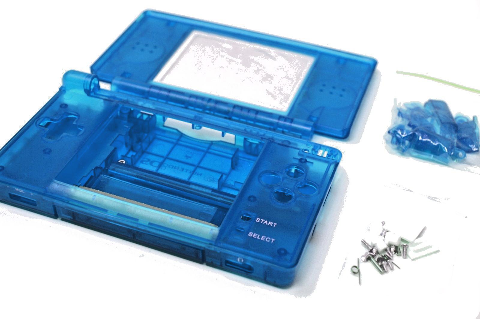 Full Replacement Housing Shell Screen Lens Clear BLUE For Nintendo DS Lite OEM
