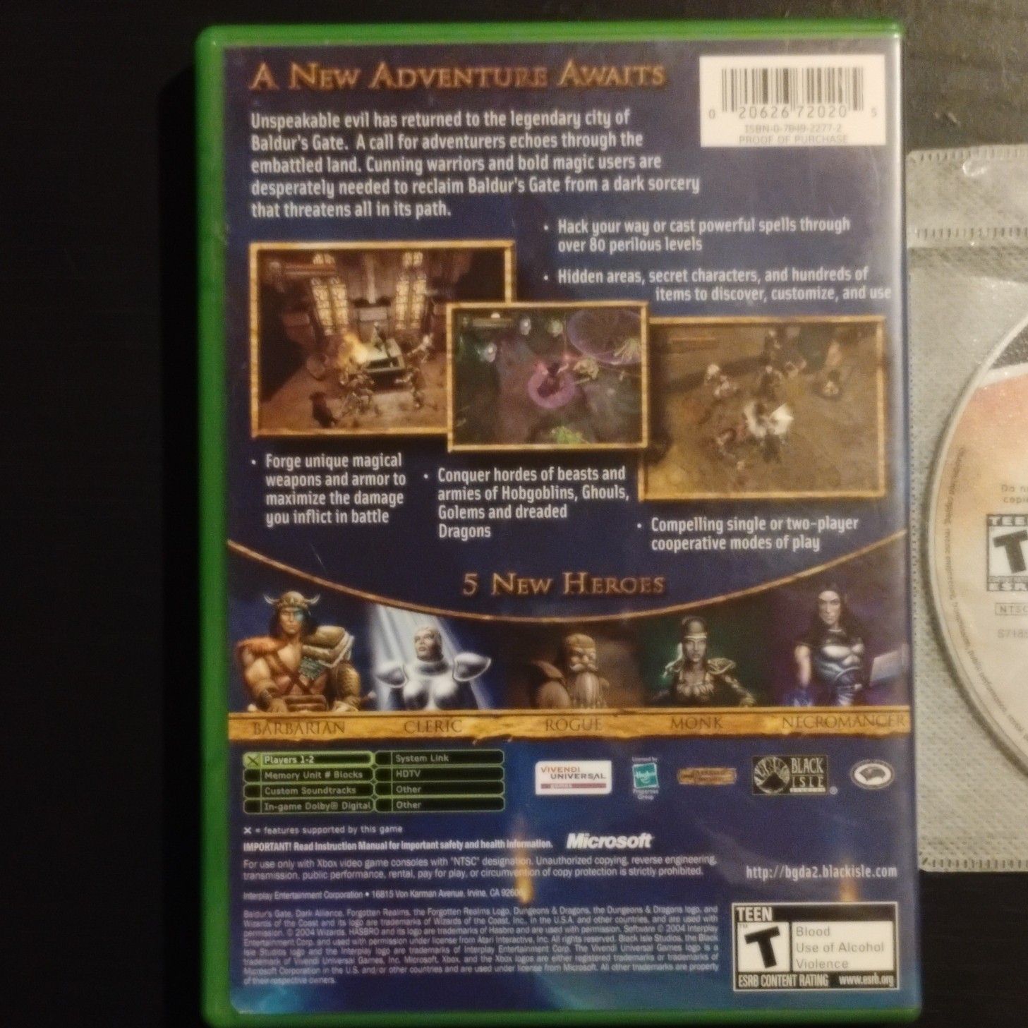 Baldur’s Gate: Dark Alliance 1 & 2 Xbox Dungeon Crawler/Hack-and-Slash Games Lot