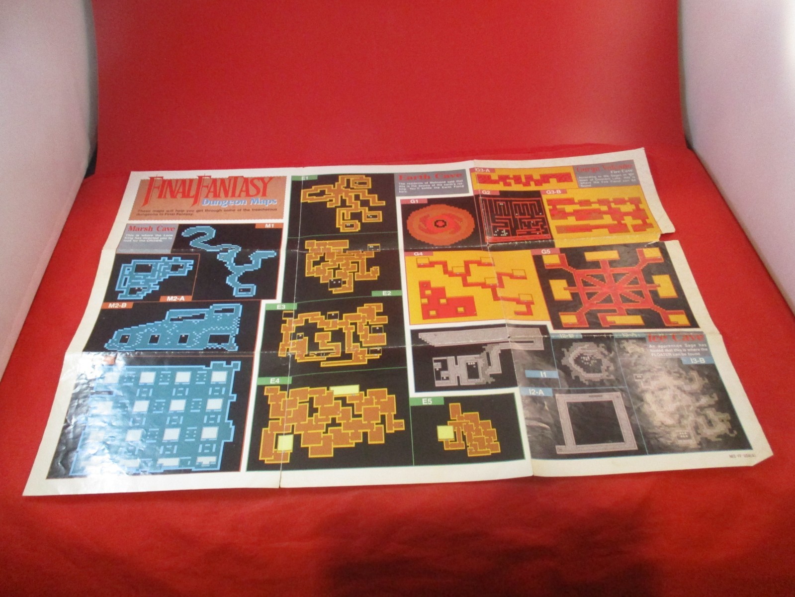 Final Fantasy I Nintendo NES Foldable Dungeon Map Poster Insert ONLY #B