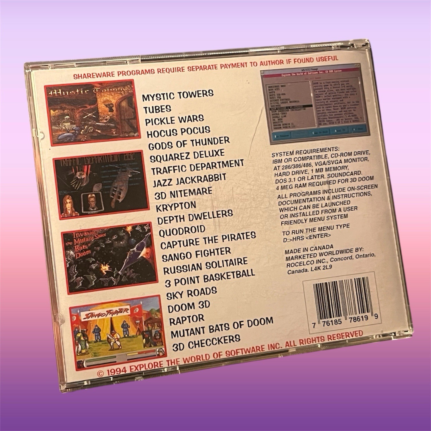 Hottest New Releases Vol 1 PC Game Shareware World Of Software Inc 1994
