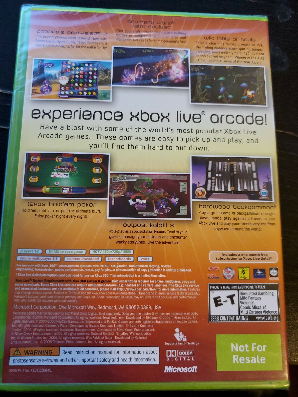 Live Arcade Volume 1 for XBOX 360 – XBOX Live 1 Month Included