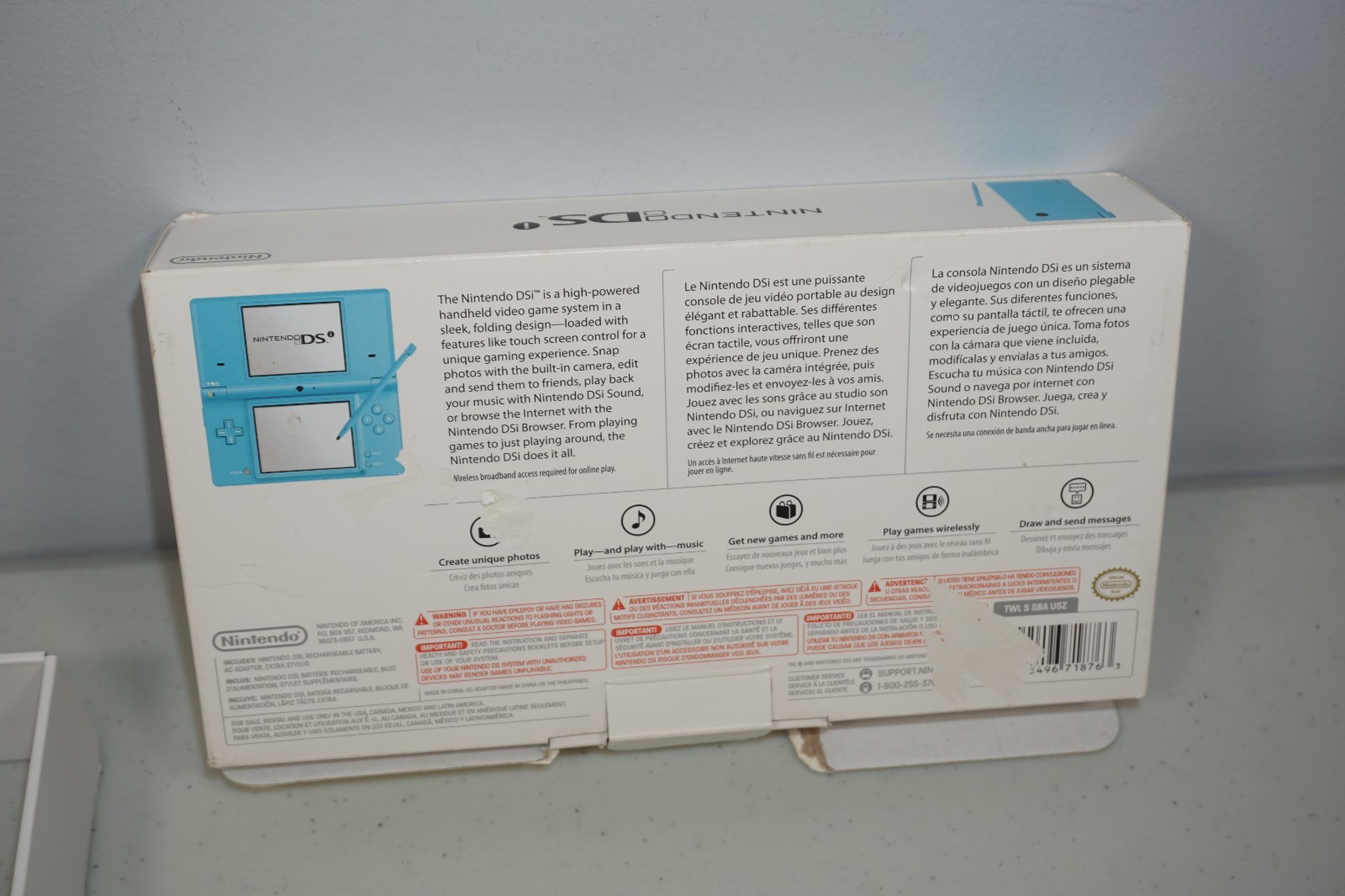 Nintendo DSi Light Blue Empty Box with Inserts Manual Booklets Pen