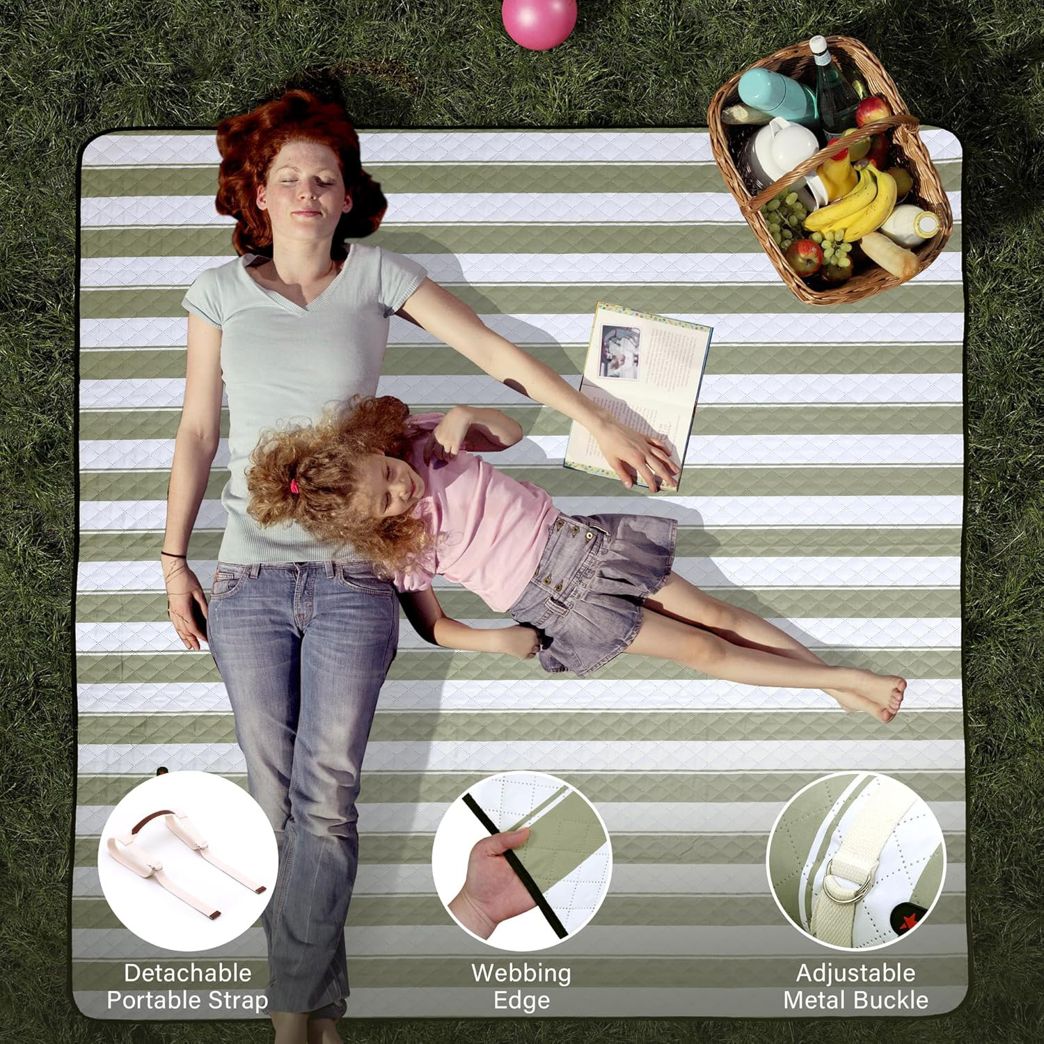 Manta picnic exterior extra grande de 80×80 impermeable plegable con correa