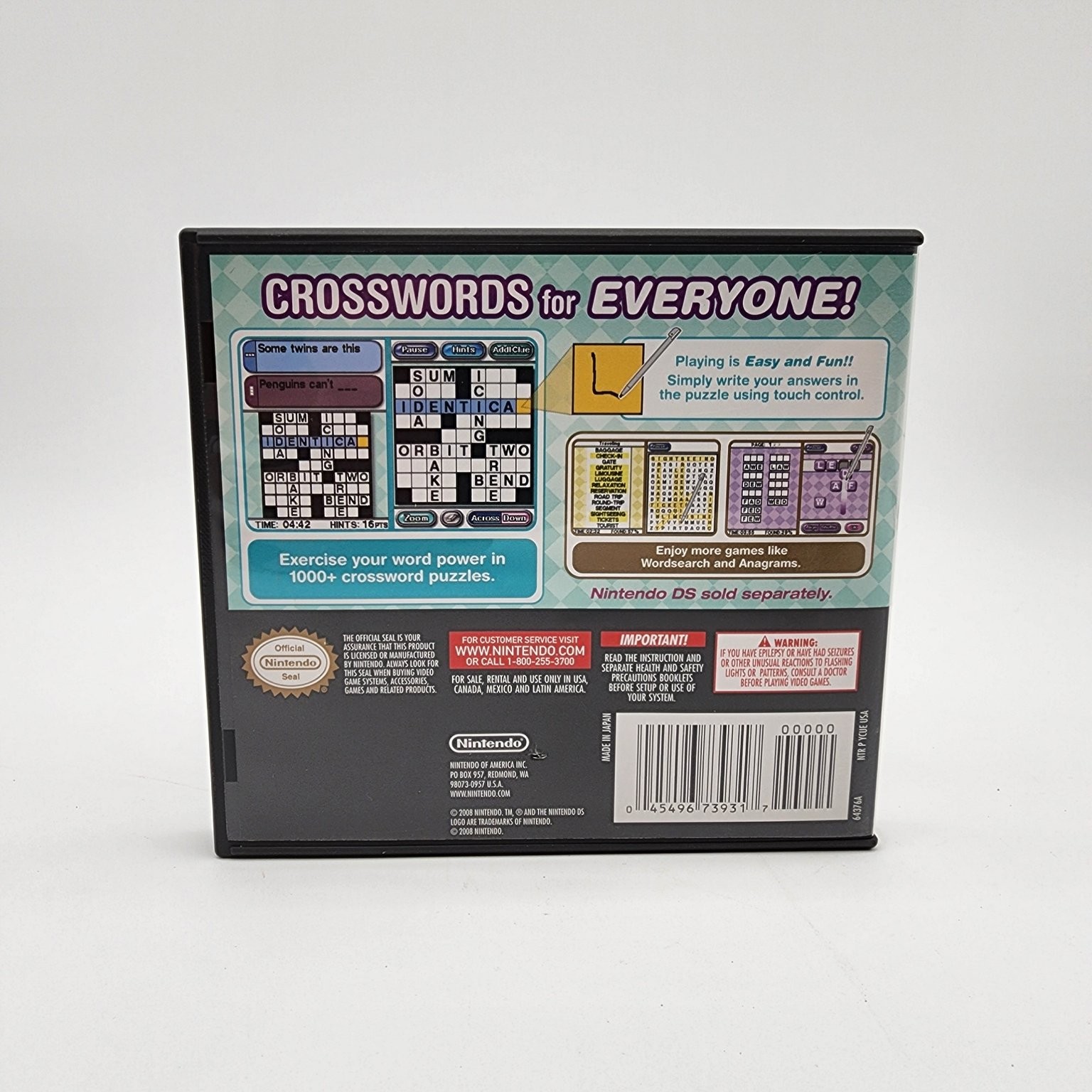 Crosswords Nintendo DS Video Game Puzzle Touch Control Tested