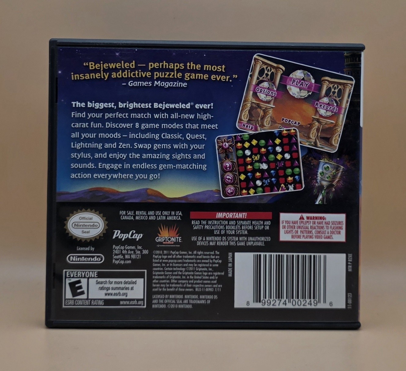 Bejeweled 3 (Nintendo DS) CIB, Tested & Working