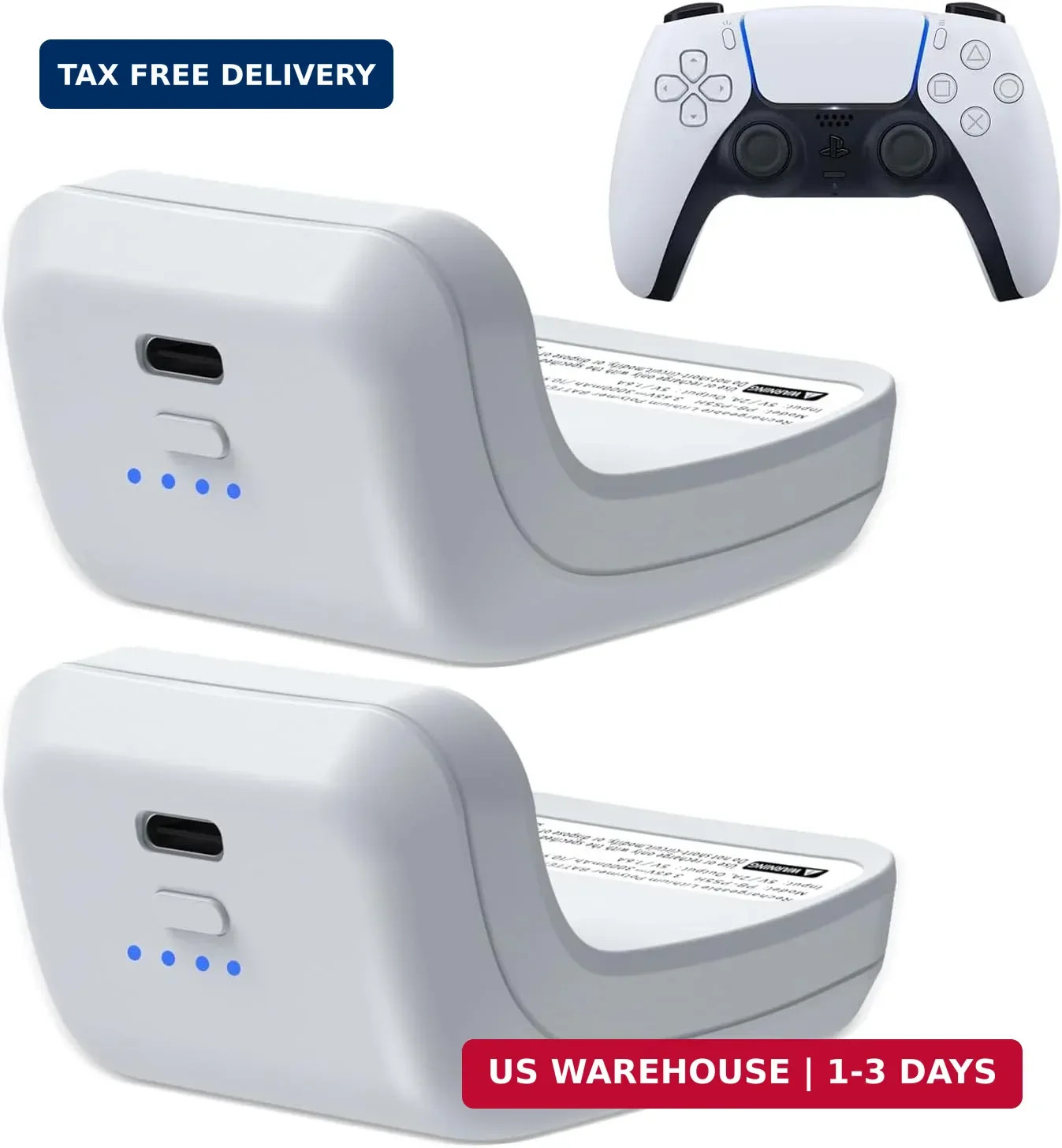 2X 3000mAh PS5 Controller External Battery Pack, PS5 Replacement Battery Extende