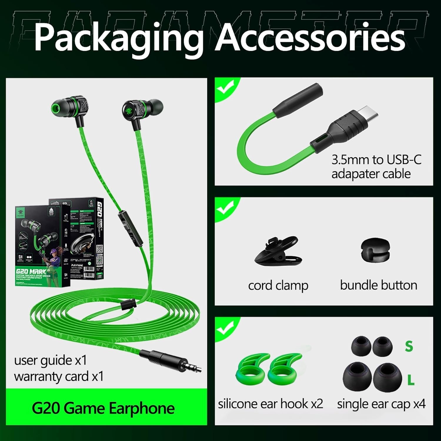 G20 Gaming Earbuds Wired – USB-C & 3.5mm, Noise Isolating In-Ear Headphones