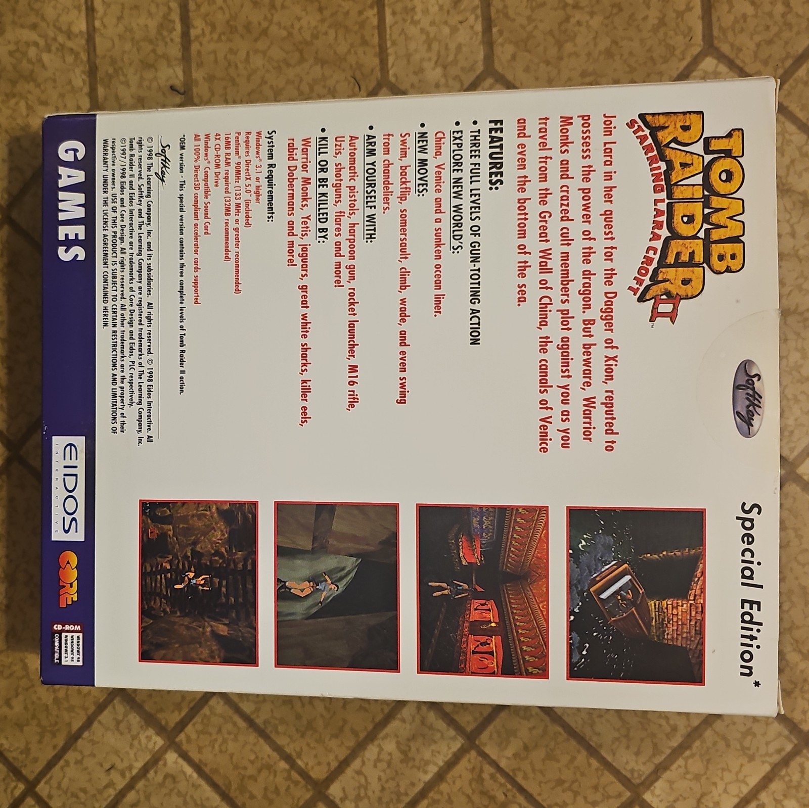 Tomb Raider II 2 PC Big Box, Complete in Box! Great Shape!