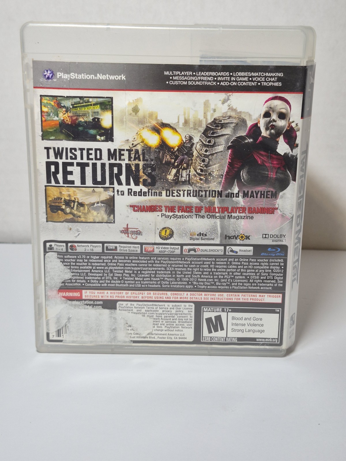 Sony Twisted Metal Limited Edition PS3 2012 Multiplayer Manual M NTSC-U/C