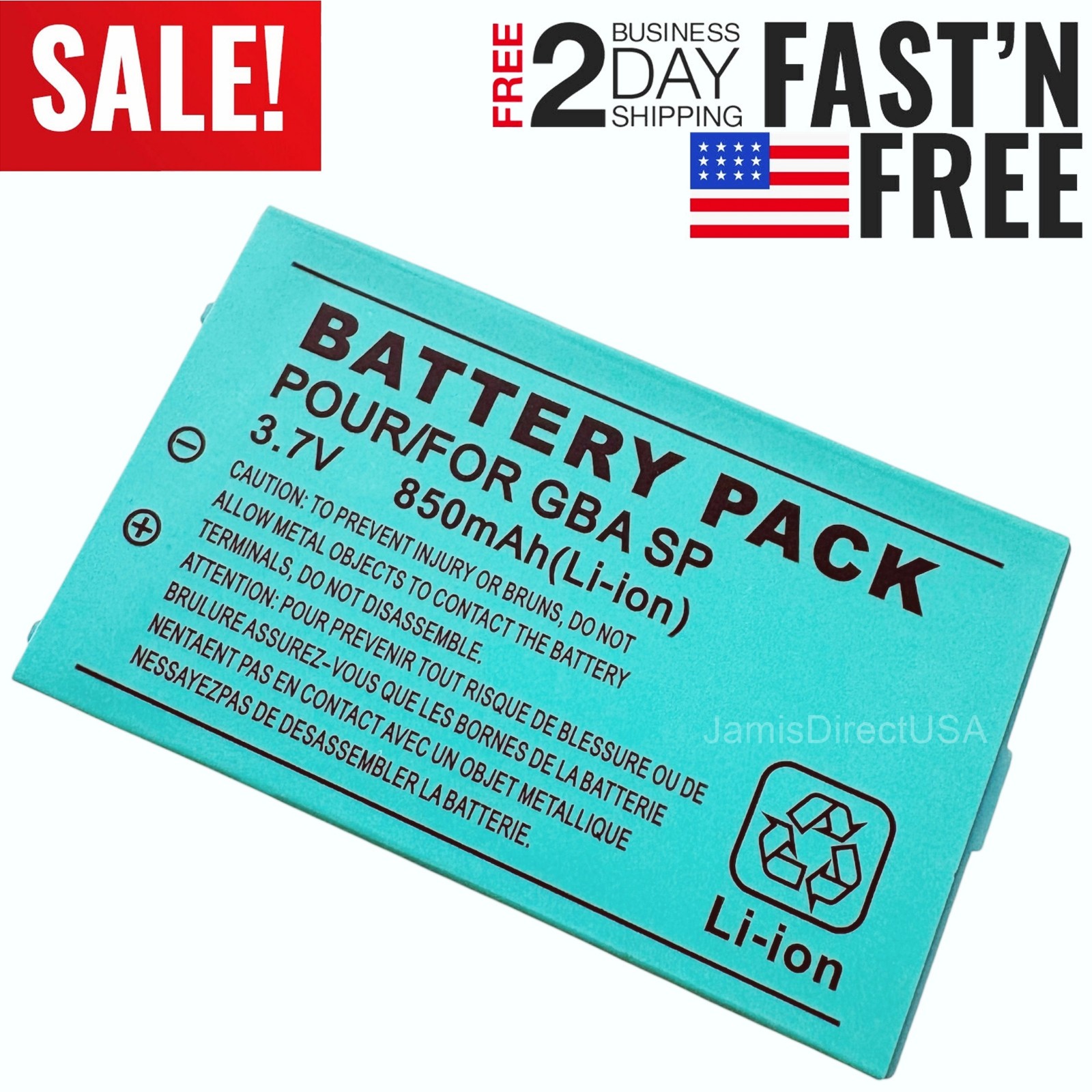 New Rechargeable Battery for Nintendo Game Boy Advance SP Systems 3.7 V – 850mAh