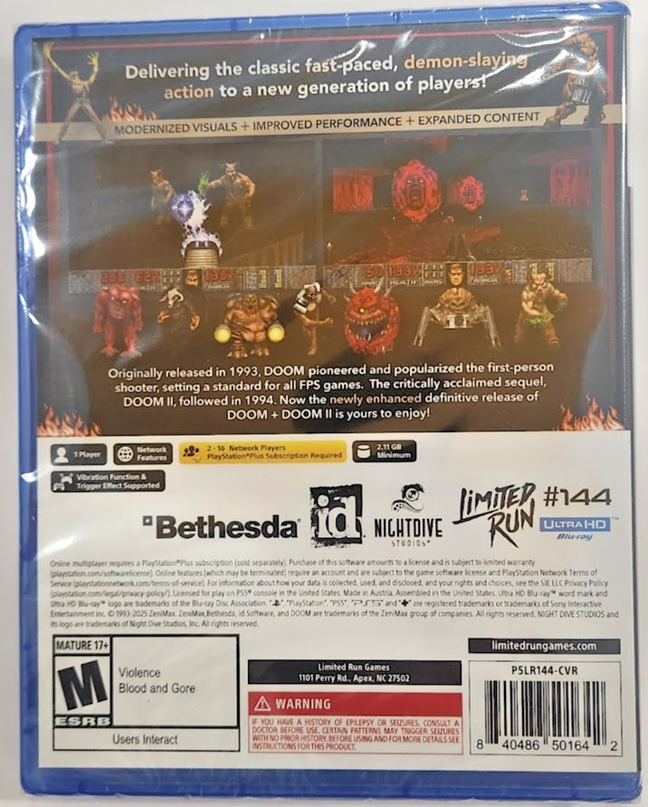 DOOM + DOOM II (LTD run#283) PS5 Brand New Game (2025 Shooter)