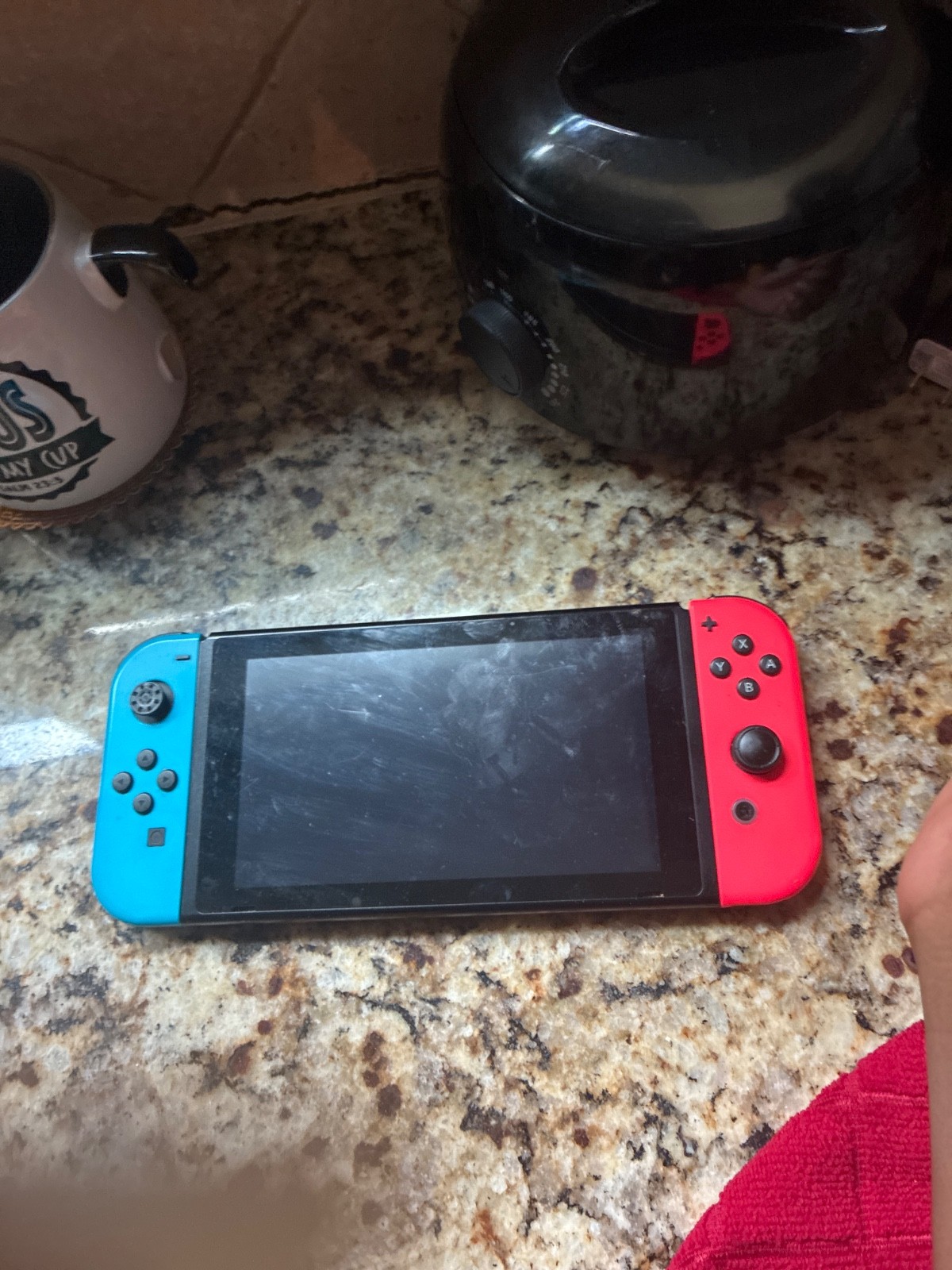 Nintendo Switch with Neon Blue and Neon Red Joy-Con (HAC-001-01) half joy con