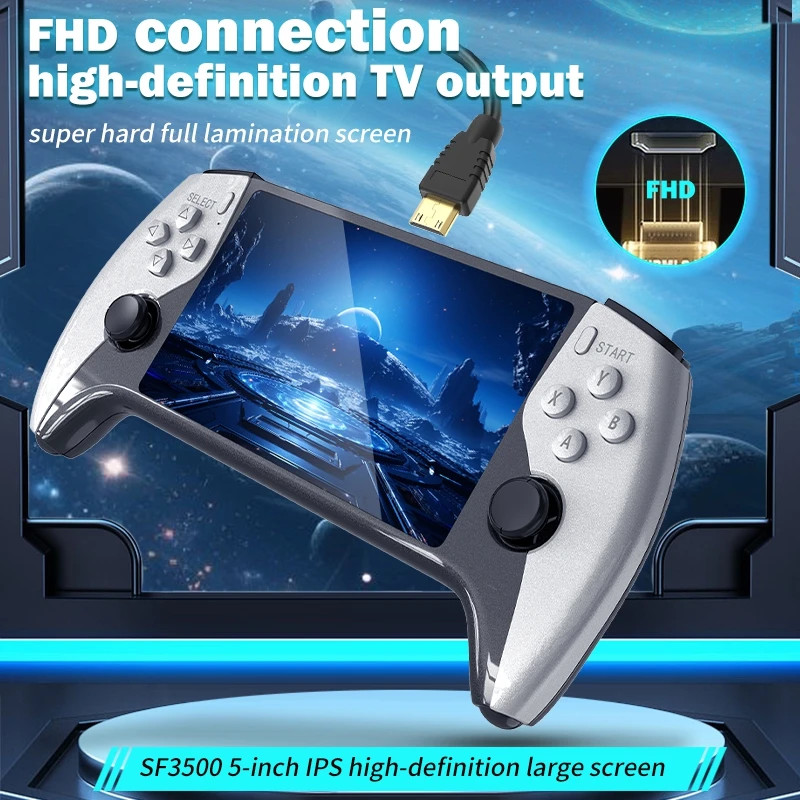 New SF3500 Handheld Game Console, 5-Inch IPS Large Screen Portable Game Console,