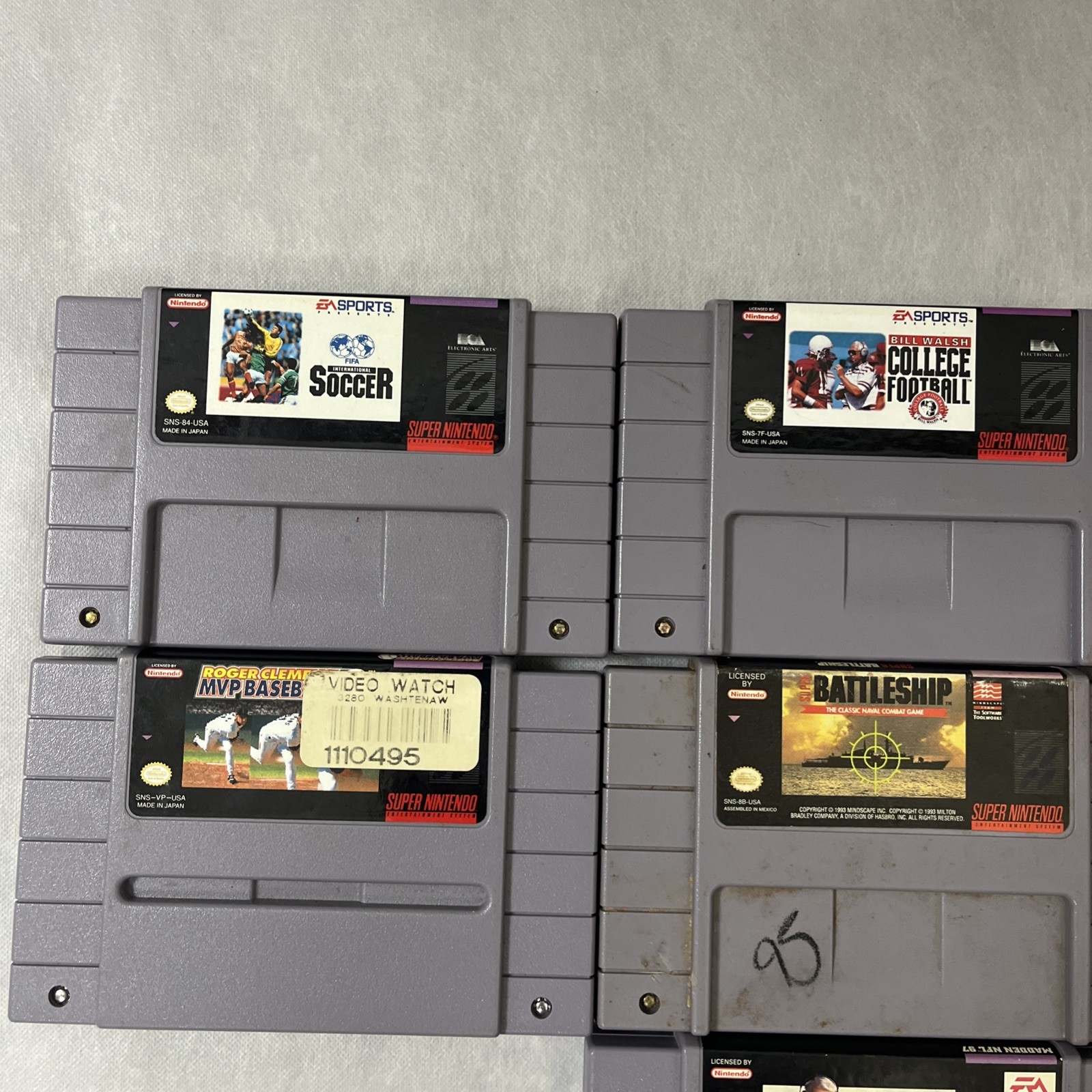 Vintage Super Nintendo Snes Video Games Mixed Title/Genres Lot Of 7 Not Tested