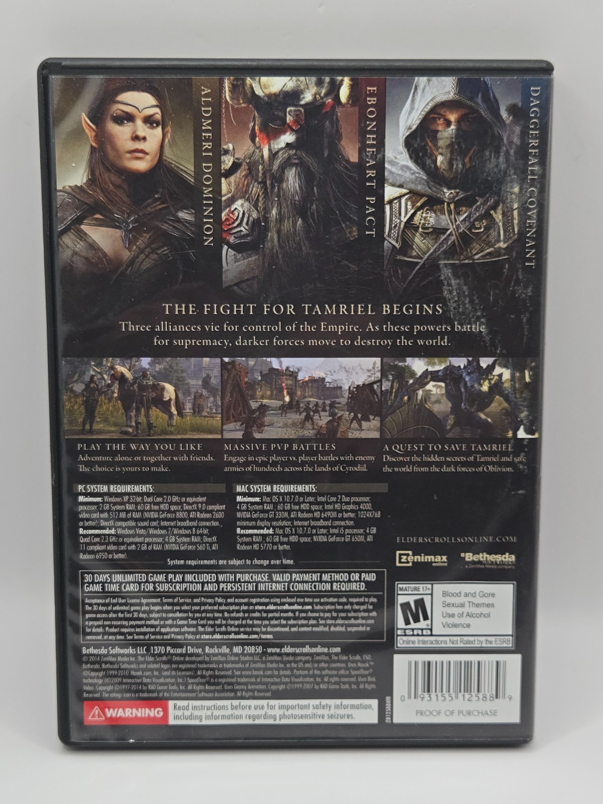 Elder Scrolls Online, PC Windows/Mac, Complete-In-Box (CIB)
