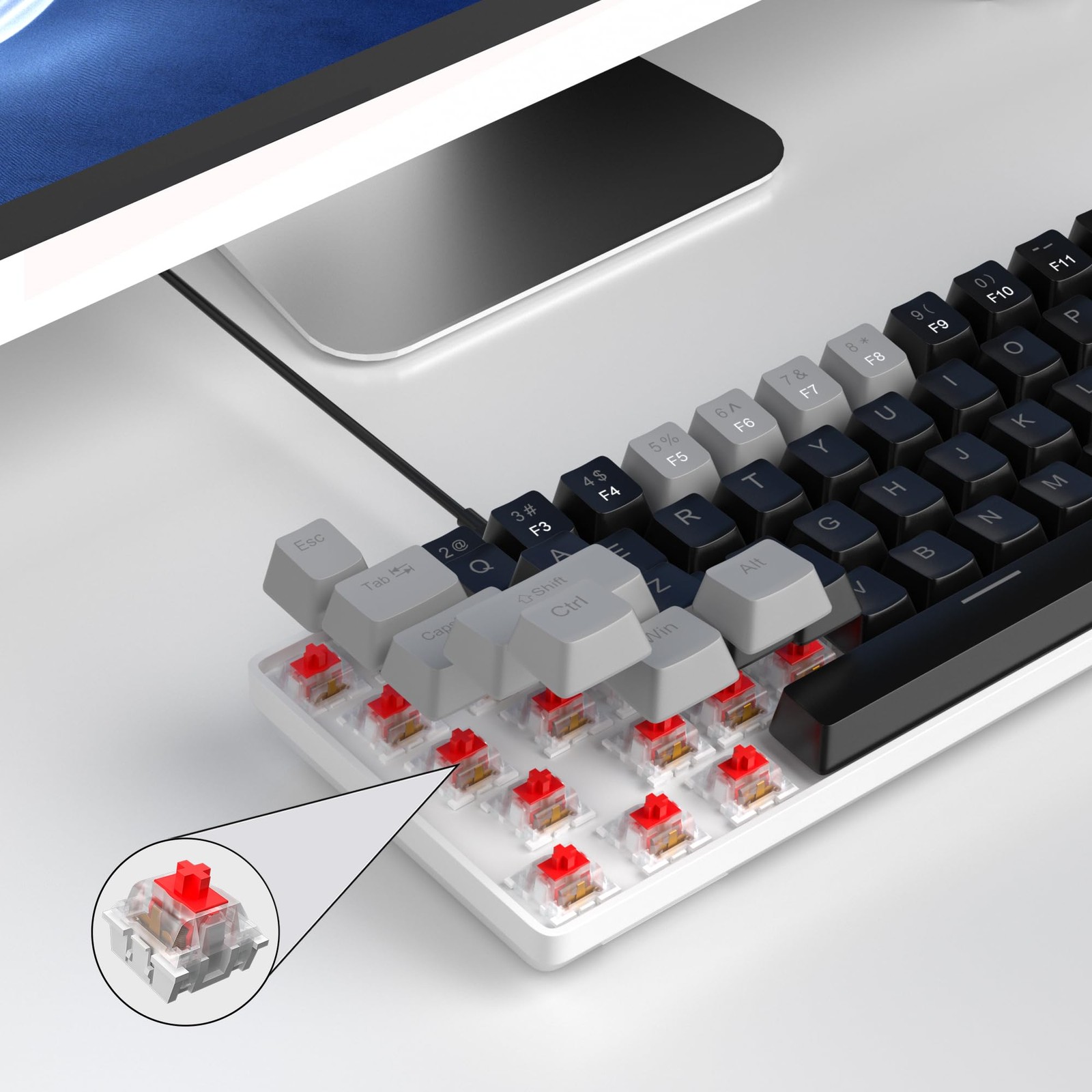 Magegee Portable 60 Mechanical Gaming Keyboard Mk-Box Led Backlit Compact 68