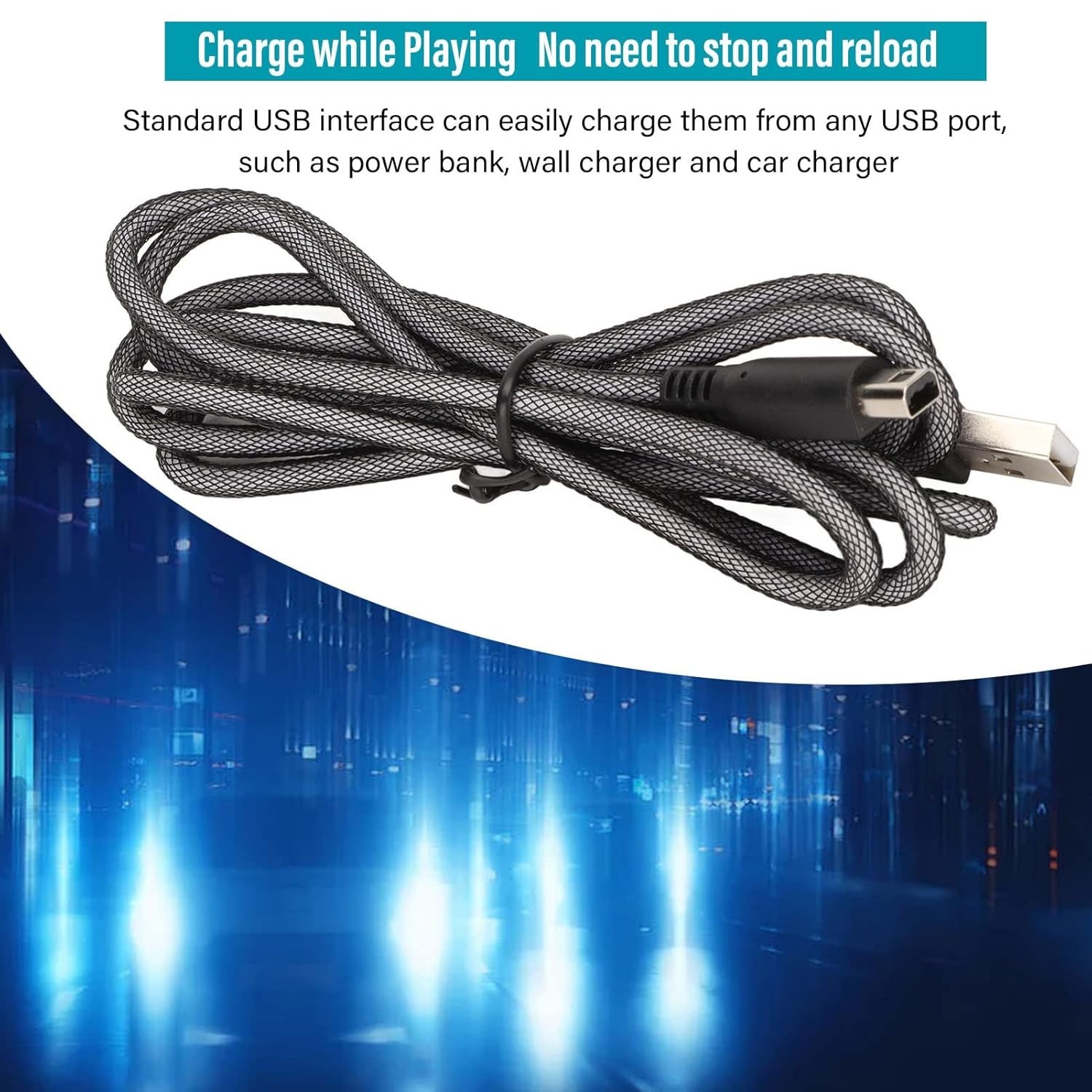 Charge While Playing! 5ft 2PCS 3DS USB Cable for Ultimate Gaming Experience