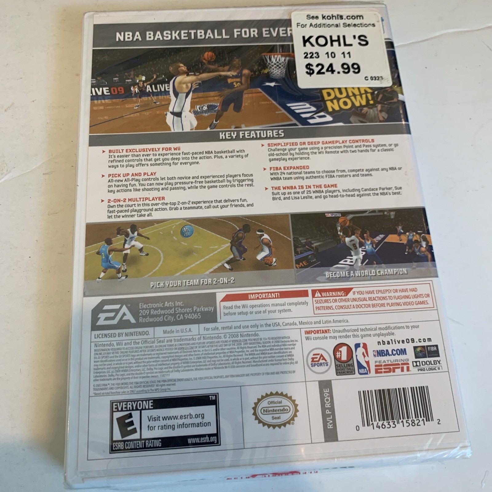 Sealed NBA Live 09: All-Play (Nintendo Wii, 2008) Lx