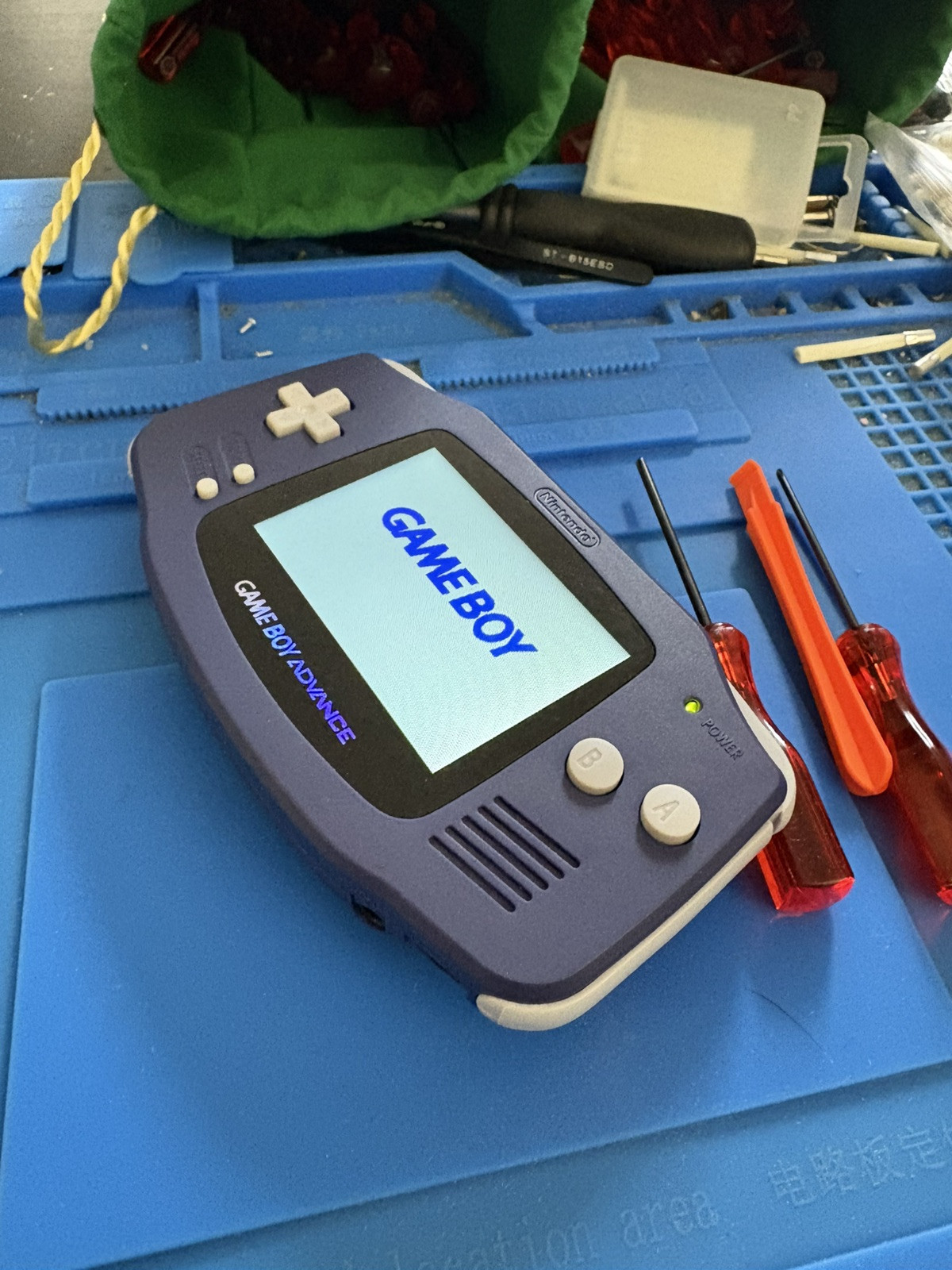 Purple Indigo Gameboy Advance Backlit IPS Screen GBA Nintendo V5 Case 1800 mah