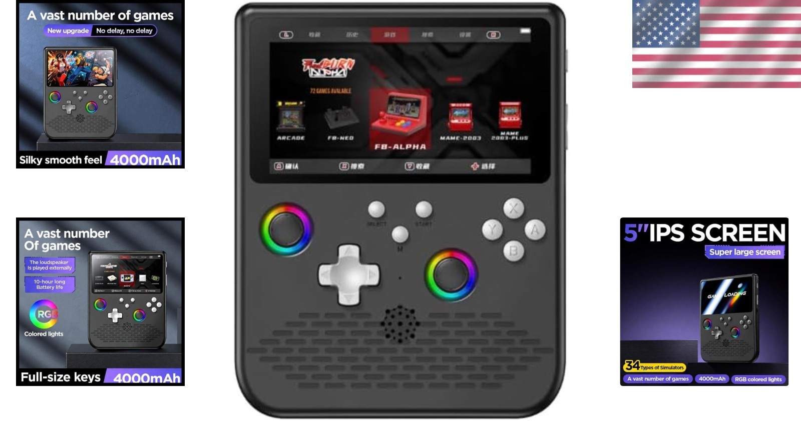 5-Inch IPS HD Retro Handheld Console – 64GB Storage & 4000mAh Battery Life ,