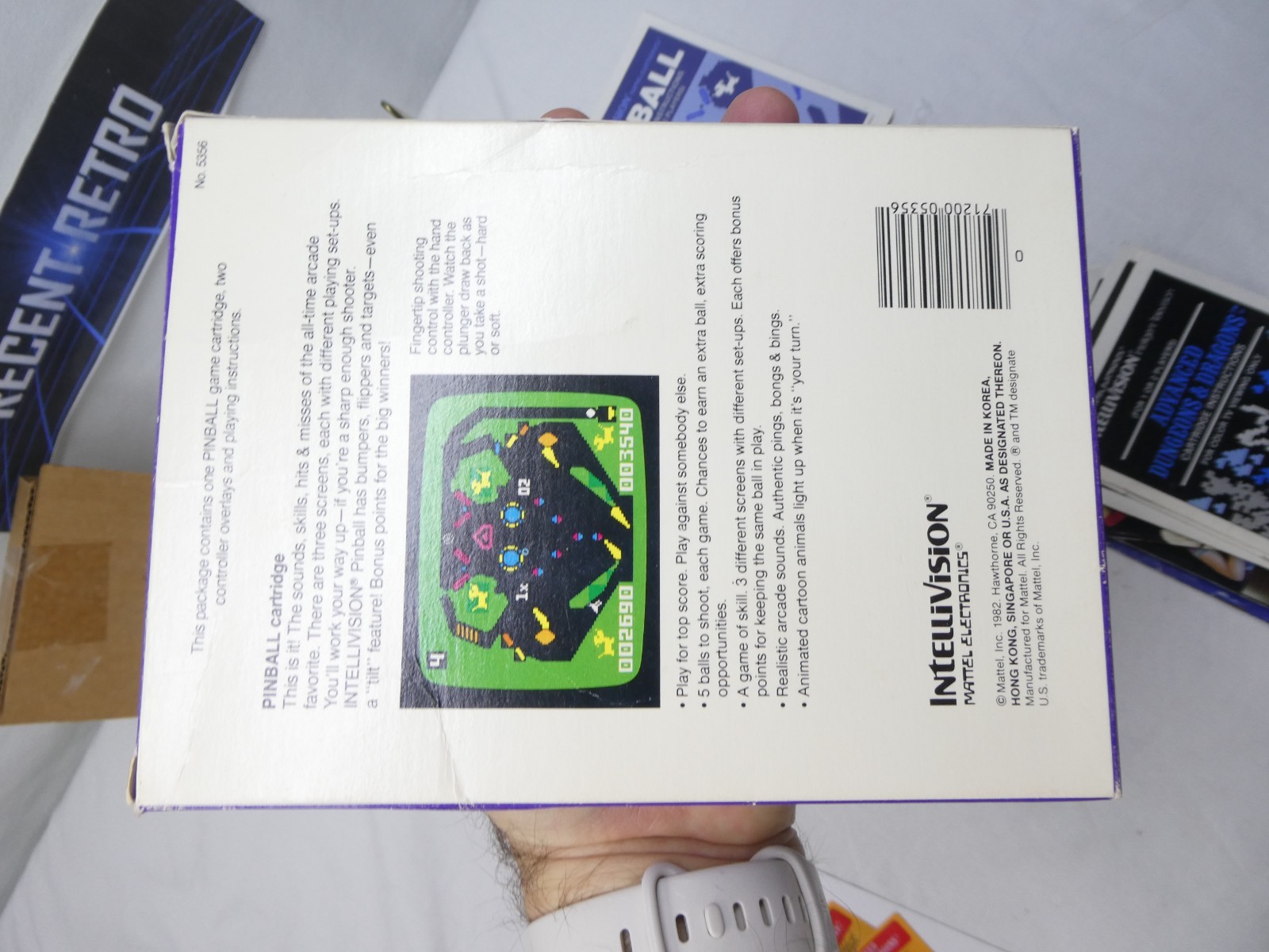 Pinball (Intellivision, 1982) Complete with Overlays and cat. Tested and working