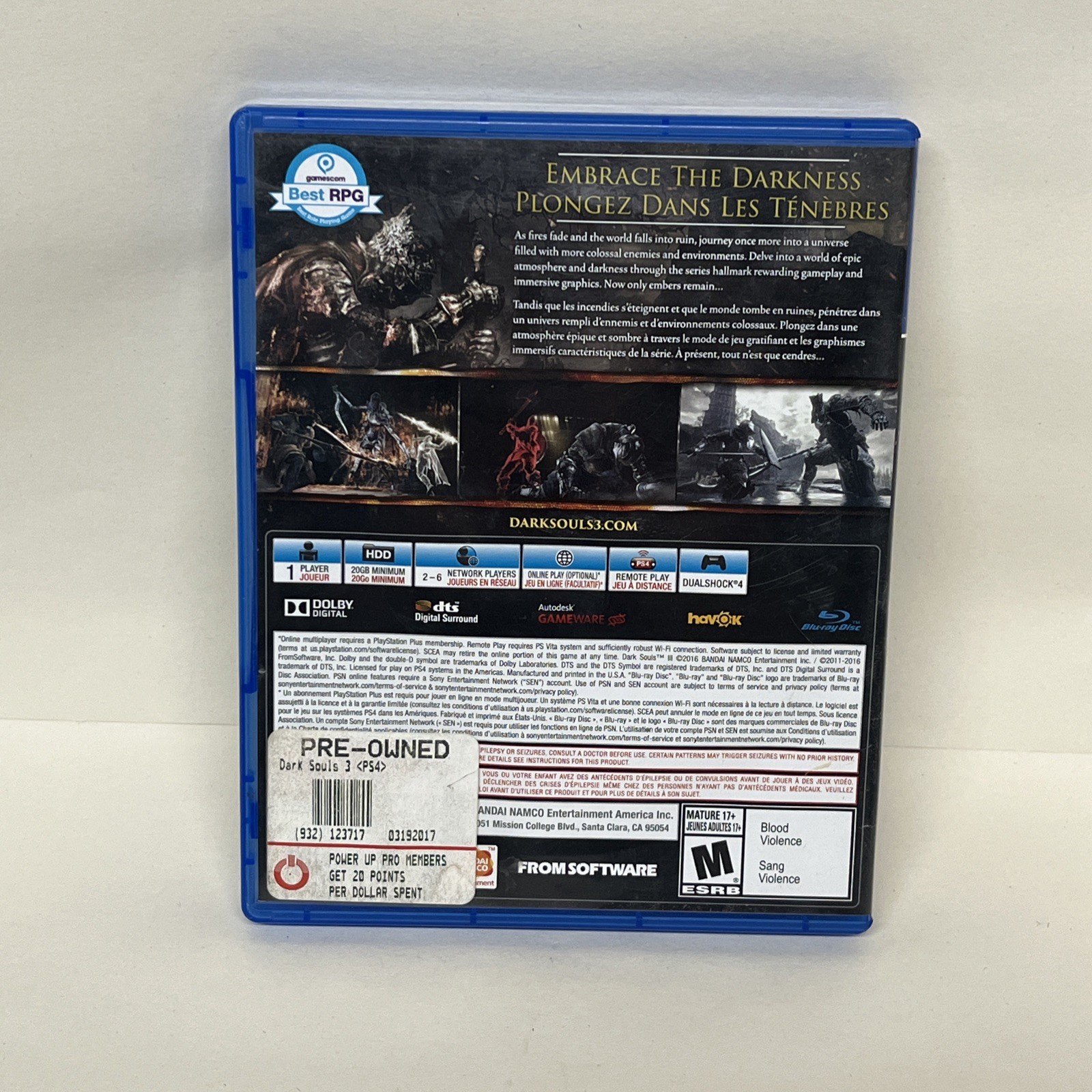 Dark Souls III 3 Sony PlayStation 4 PS4 Action RPG Software Bandai Namco