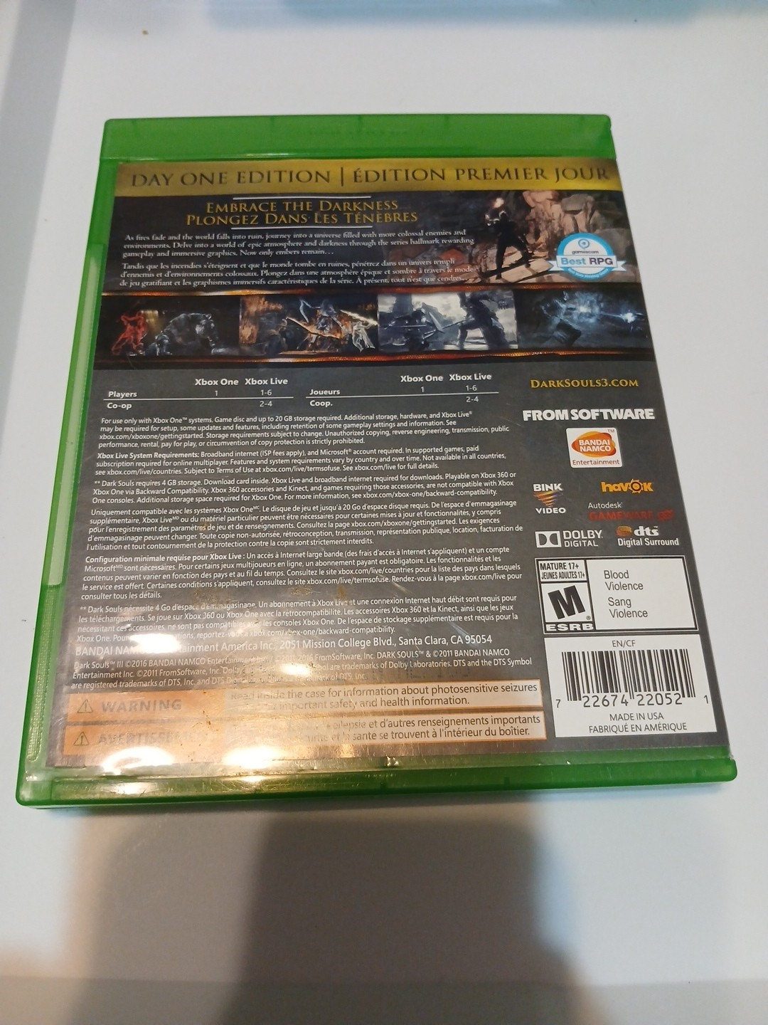 Dark Souls III Day One Edition Xbox One Tested And Working