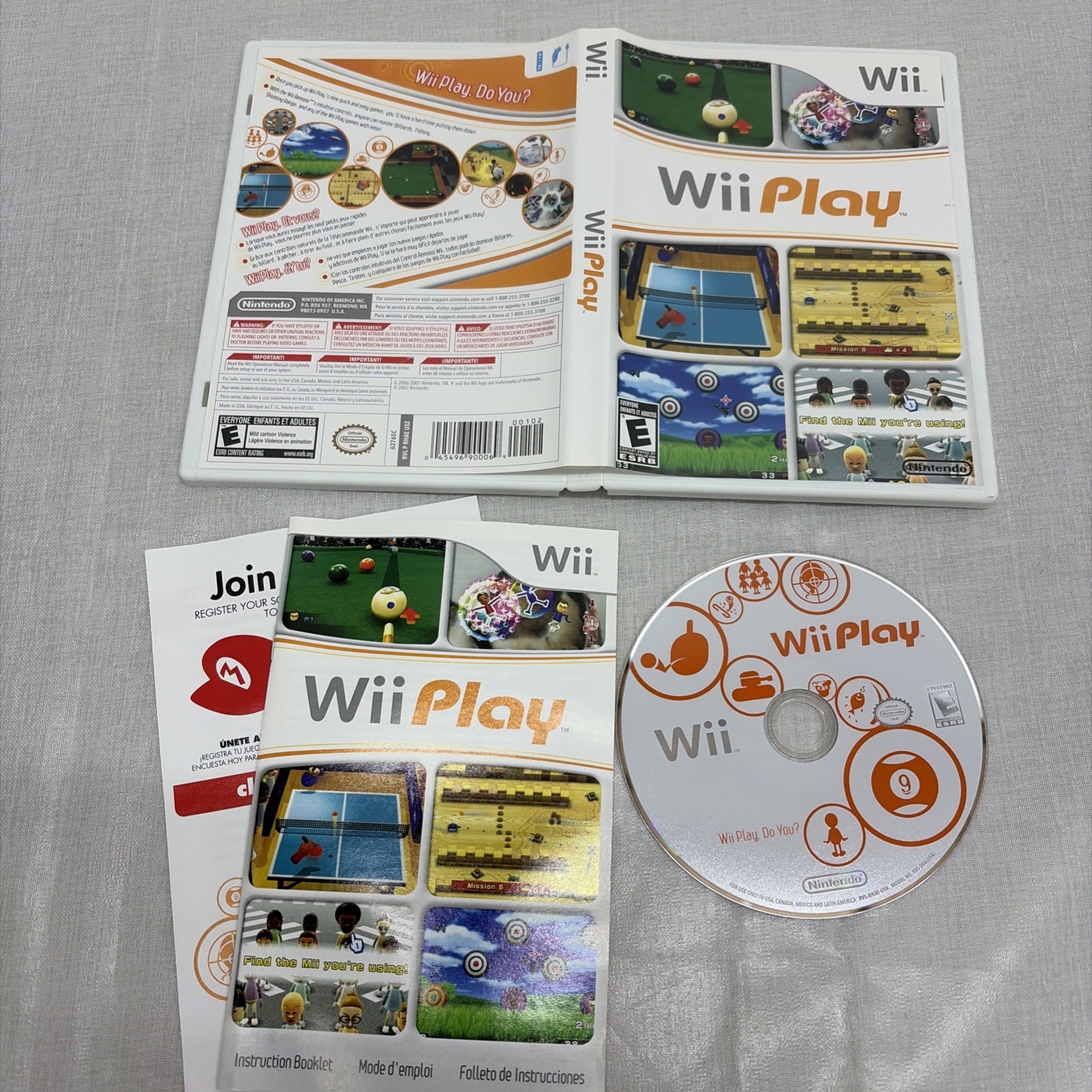 Wii Play Video Game Nintendo Wii 2007 Complete w/ Manual & Case Tested