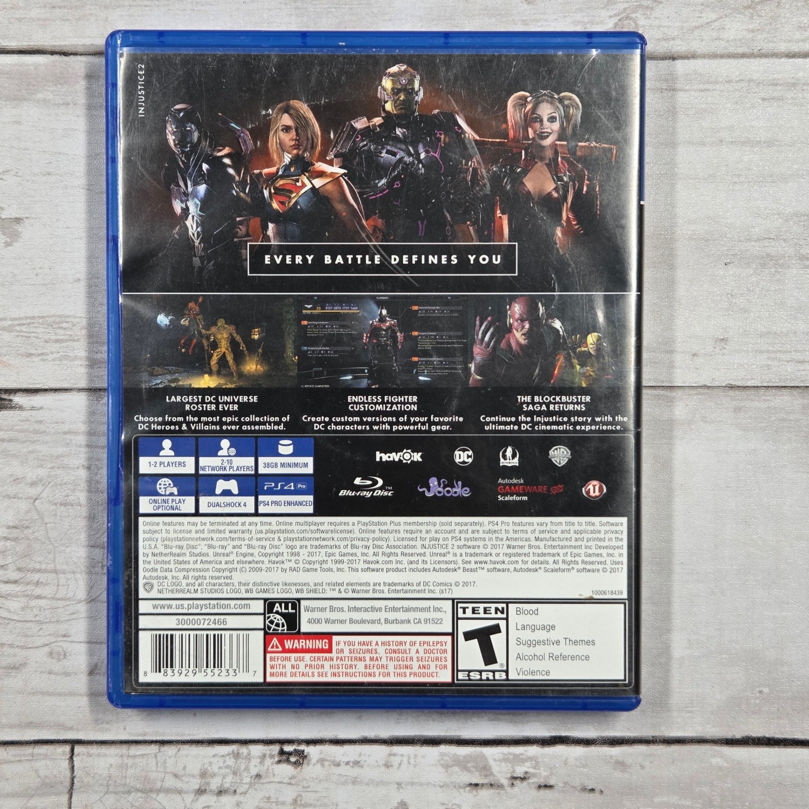 Injustice 2 PS4 Blue Standard Edition DC Fighting Game Warner Bros