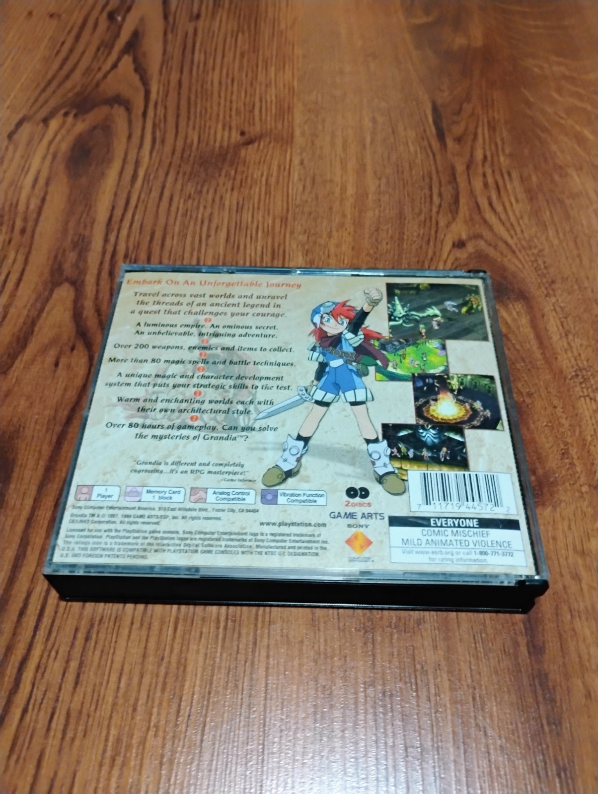 Sony PlayStation 1 Grandia Complete Set 1999 Edition with 2 Discs and Manual