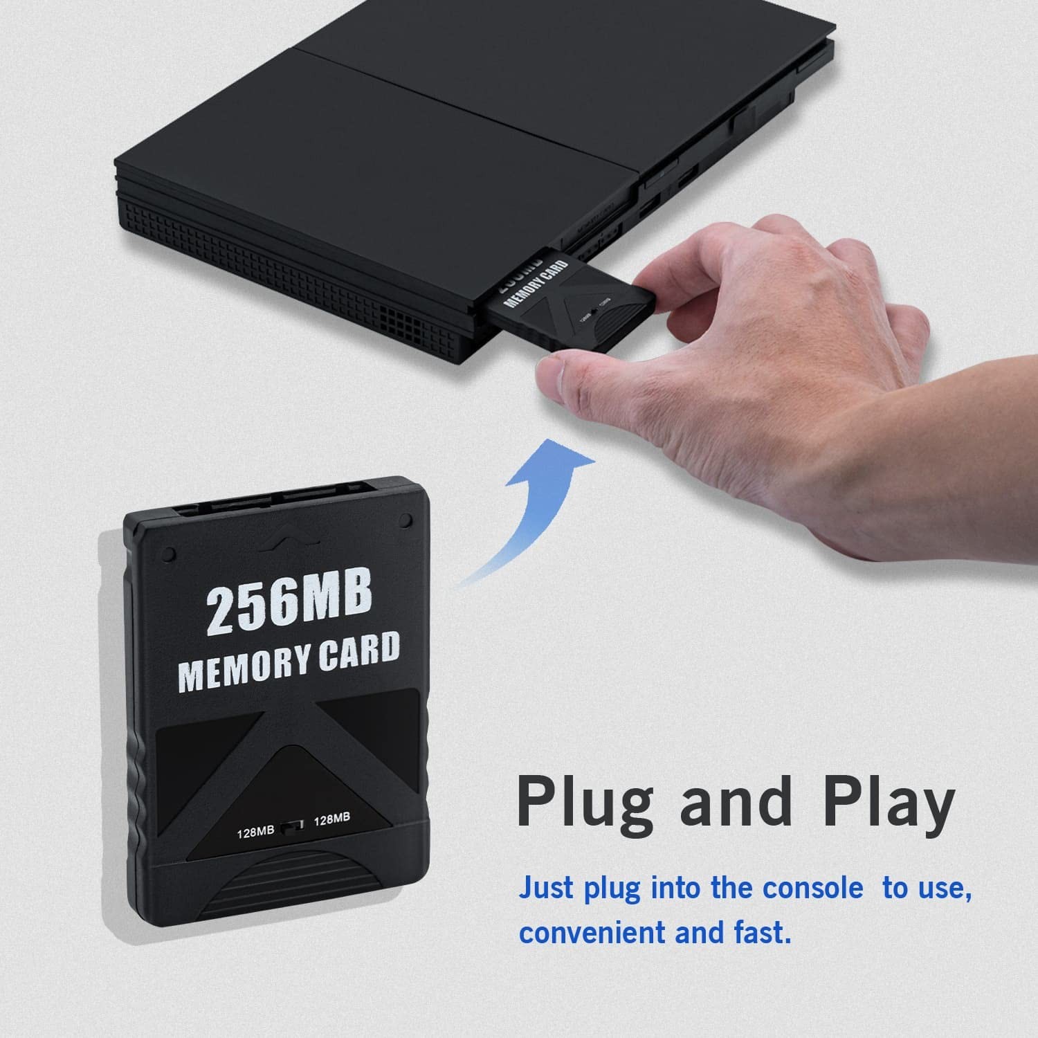Mcbazel 256MB Memory Card for PlayStation 2, High Speed Game Black