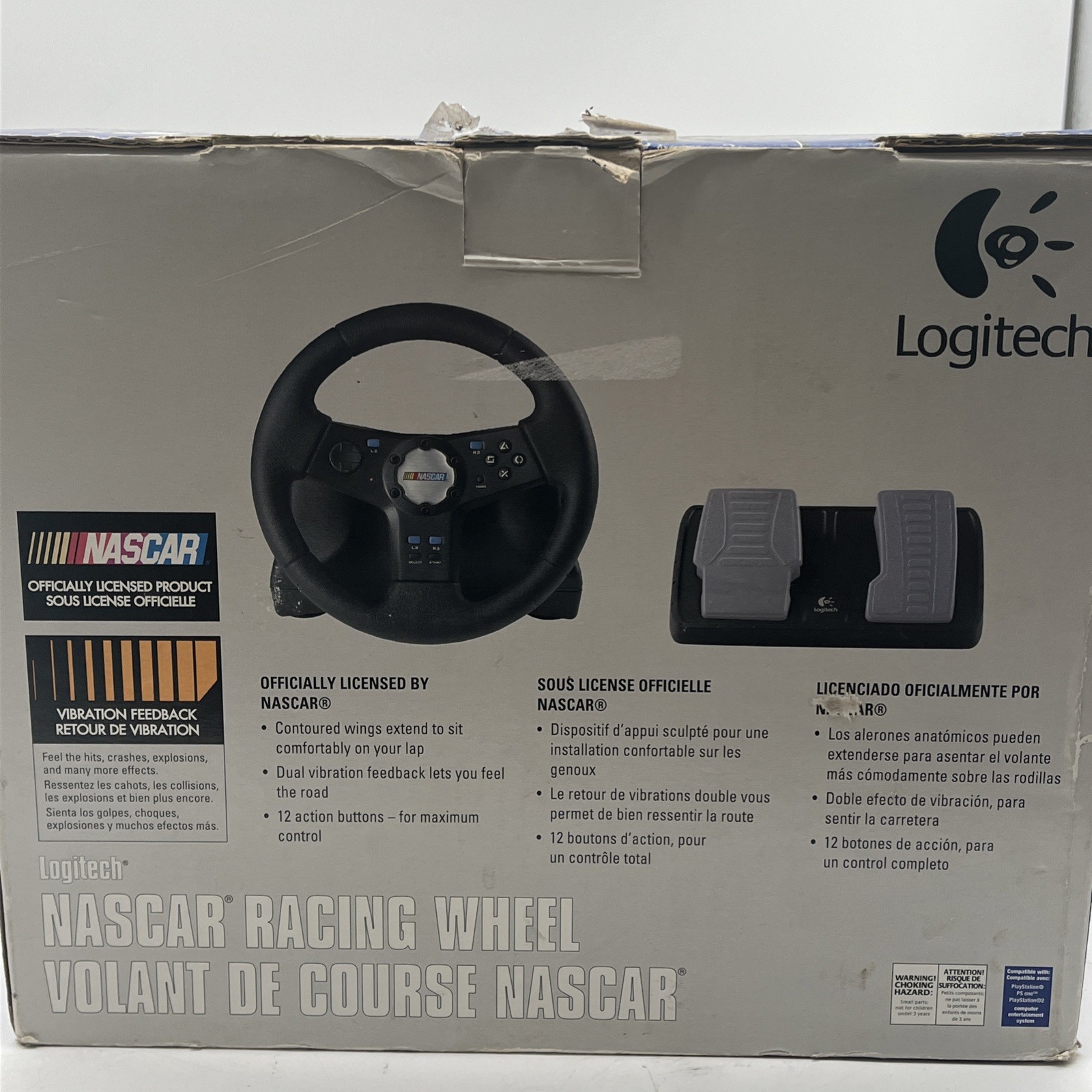 Logitech Nascar Racing Steering Wheel & Pedals for PS2 Playstation 2 Tested Read