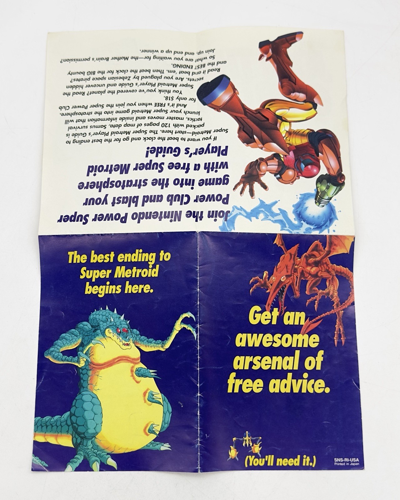 INSERT ONLY Super Metroid Nintendo SNES Authentic Players Guide Offer GUC