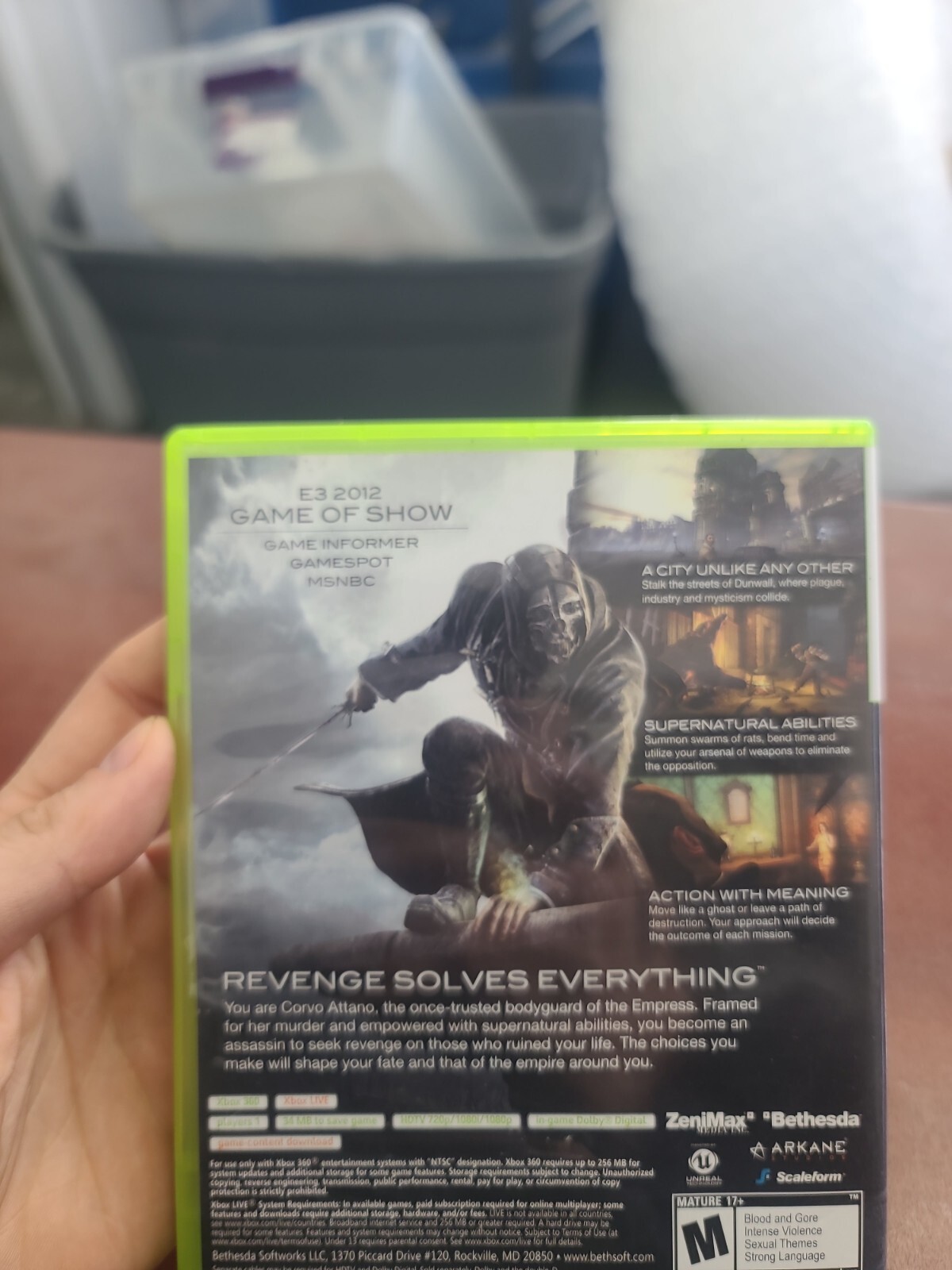 Dishonored 2012 Microsoft Xbox 360 Complete w/ Manual Game