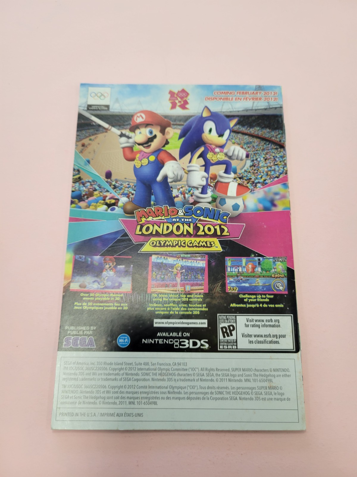 Mario & Sonic at the London 2012 Olympics Nintendo Wii Manual Only