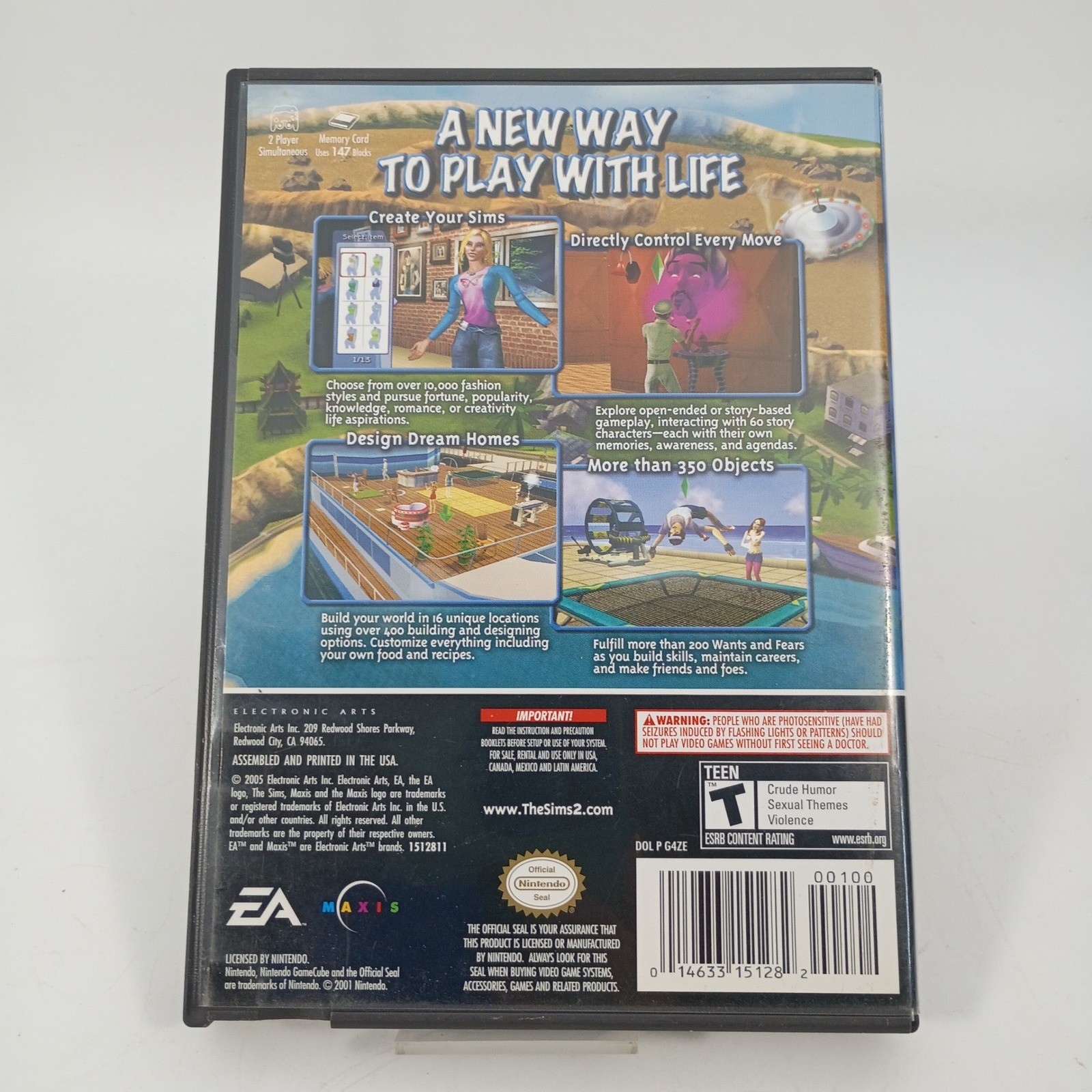 The Sims 2 Nintendo GameCube 2005 Life Simulation Video Game Case & Manual ONLY