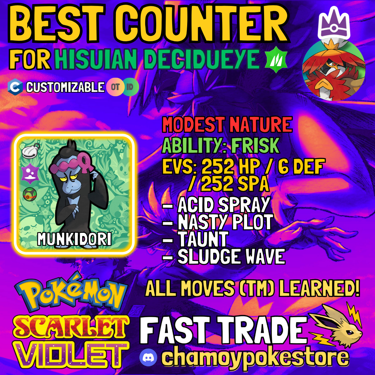 HISUIAN DECIDUEYE Tera Raid Counters ⚡ 6IV BUNDLE ⚡ Pokemon SCARLET and VIOLET