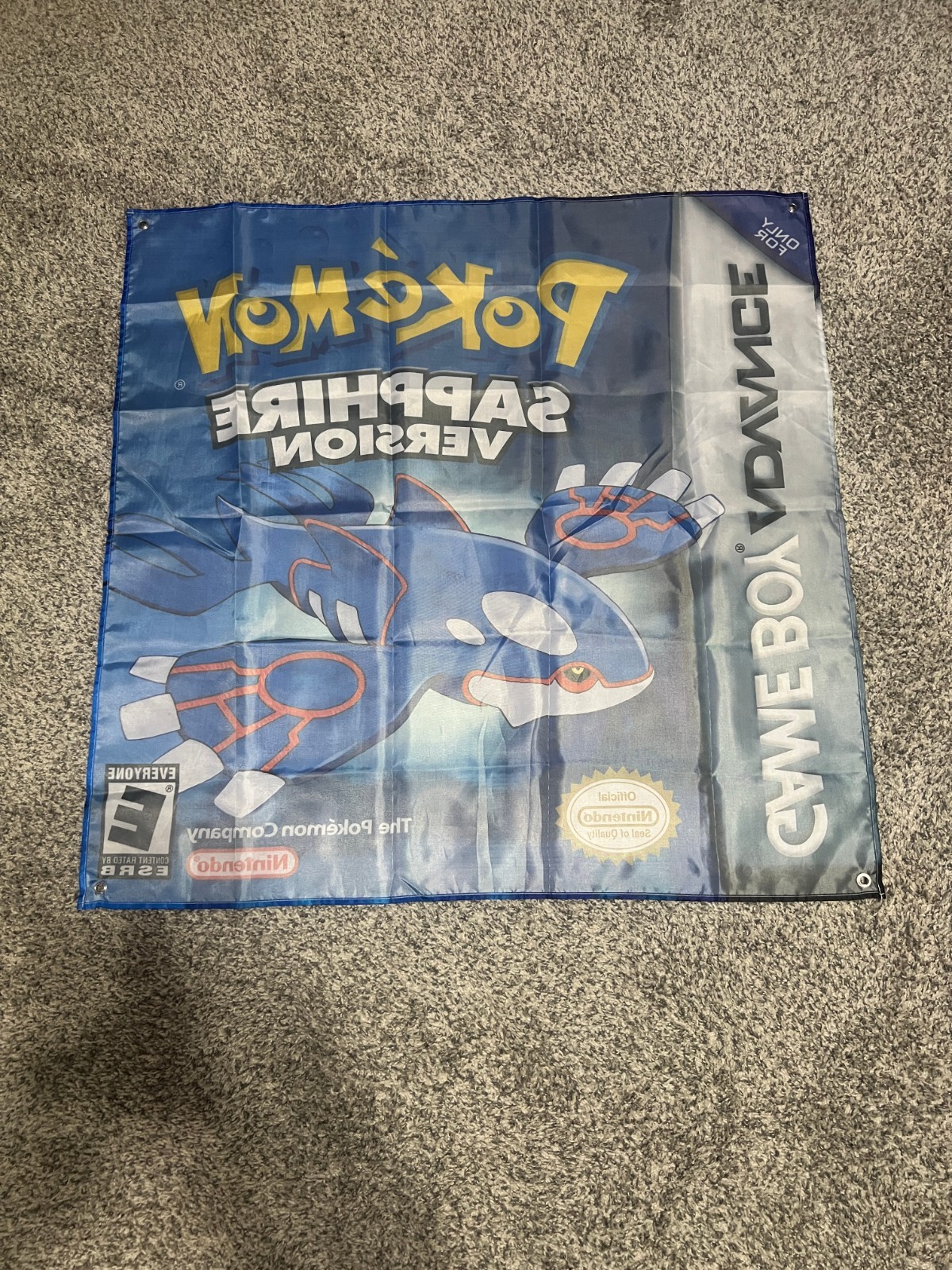 Pokemon Sapphire Version Gameboy Advance Custom Wall Banner Tapestry 3 x 3 Ft