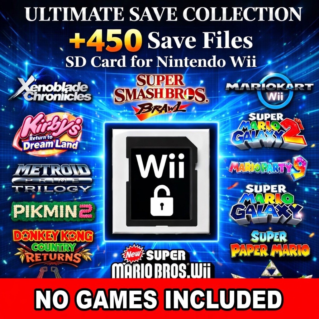 Wii Unlocked Save Collection – 450+ Saves – 1GB Memory Card – 100% Complete
