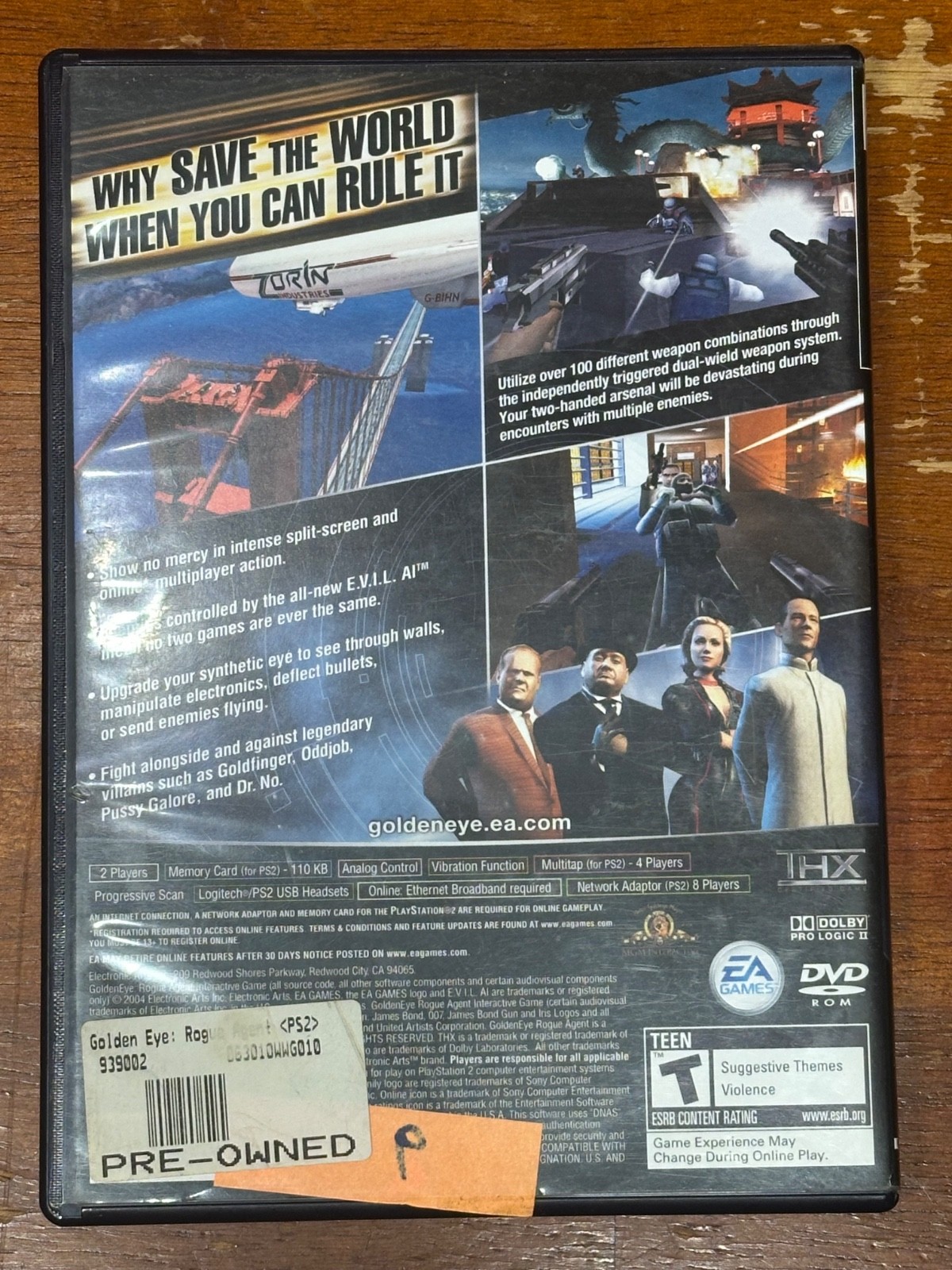 EA GoldenEye Rogue Agent Video Game PS2 Sony PlayStation 2 007 Bond FPS Shooter