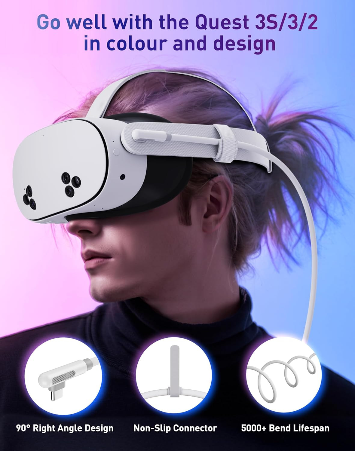 VR Charging Link Cable 16FT (Next-Gen Chip) Compatible with Meta Quest 3S/Quest