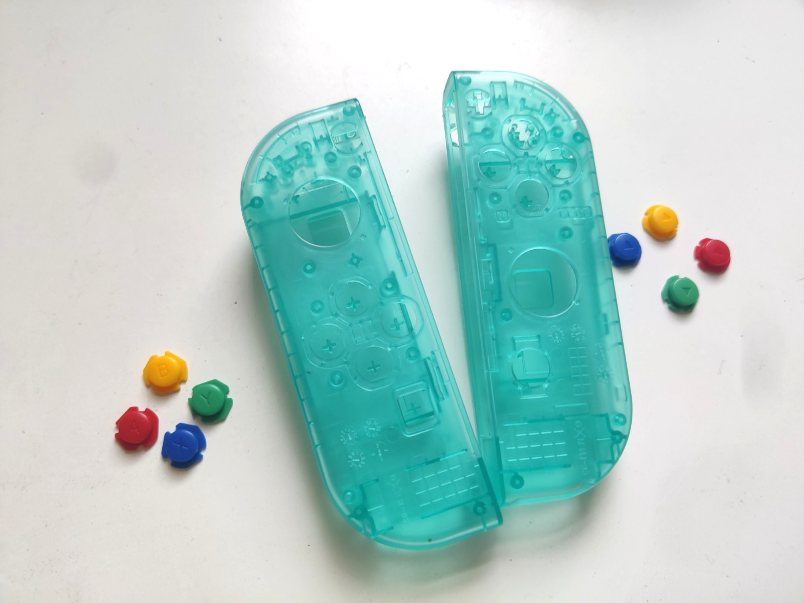 Clear Aqua Blue Joy-Con Replacement Shell Nintendo Switch Mixed Color Buttons