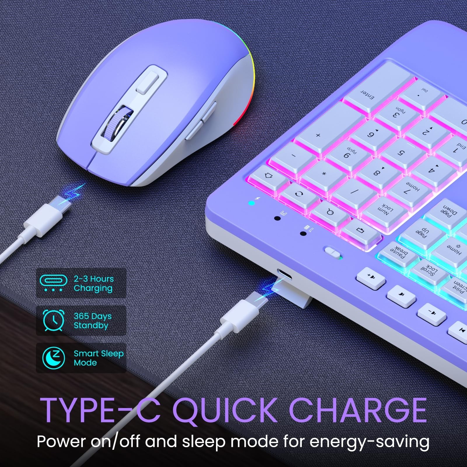 Wireless Keyboard and Mouse Combo- VEILZOR 2.4G Rechargeable Keyboard with Ph…