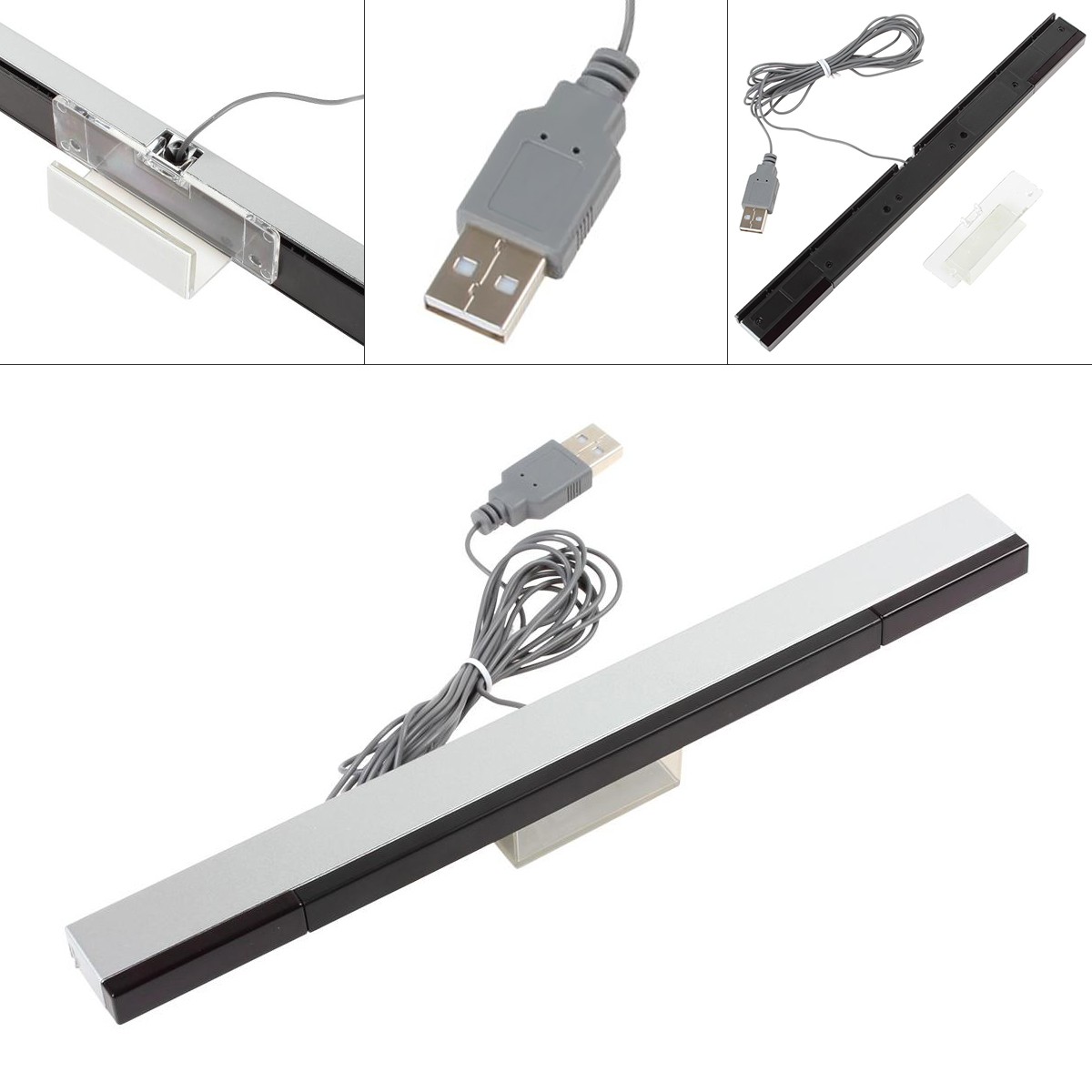 USB Wired Infrared Sensor Bar with Stand Fit for Nintendo Wii / Wii U Console US