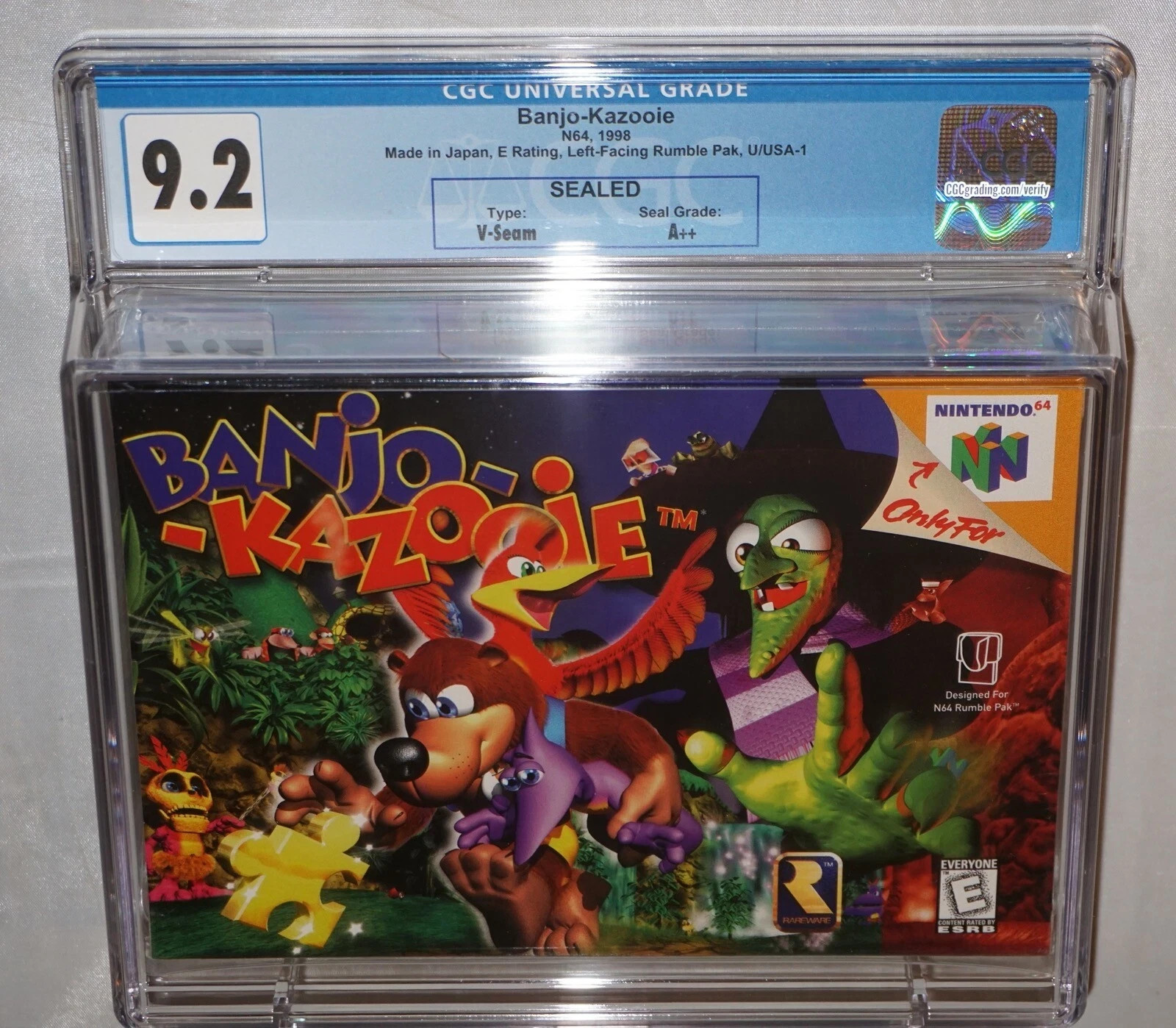 💎Banjo-Kazooie — Nintendo 64 — CGC 9.2 A++ Sealed 💎