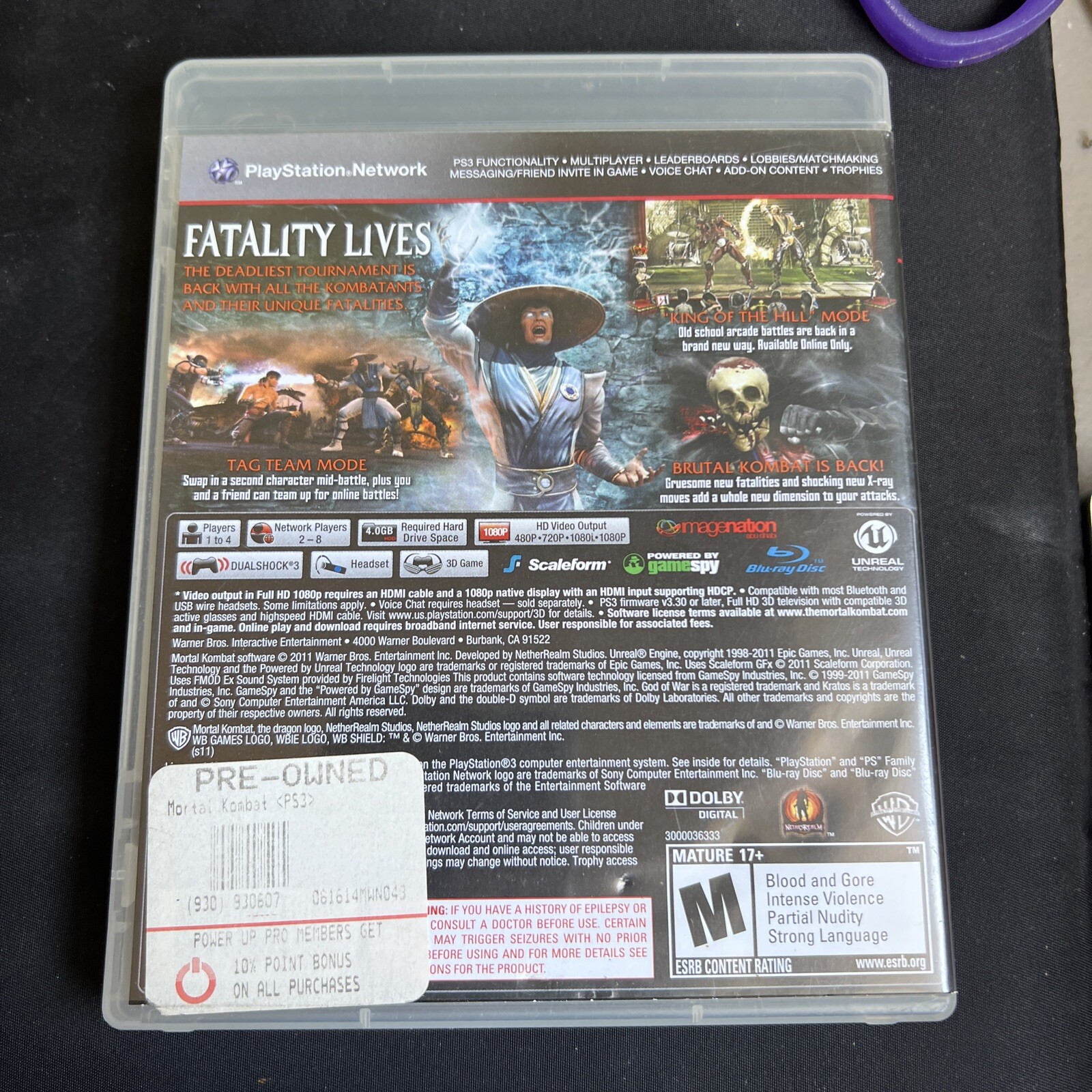 Mortal Kombat for the Sony PlayStation 3/PS3 Complete CIB